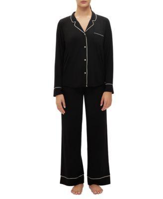 Gap GapBody Womens 2-Pc. Notched-Collar Long-Sleeve Pajamas Set Product Image