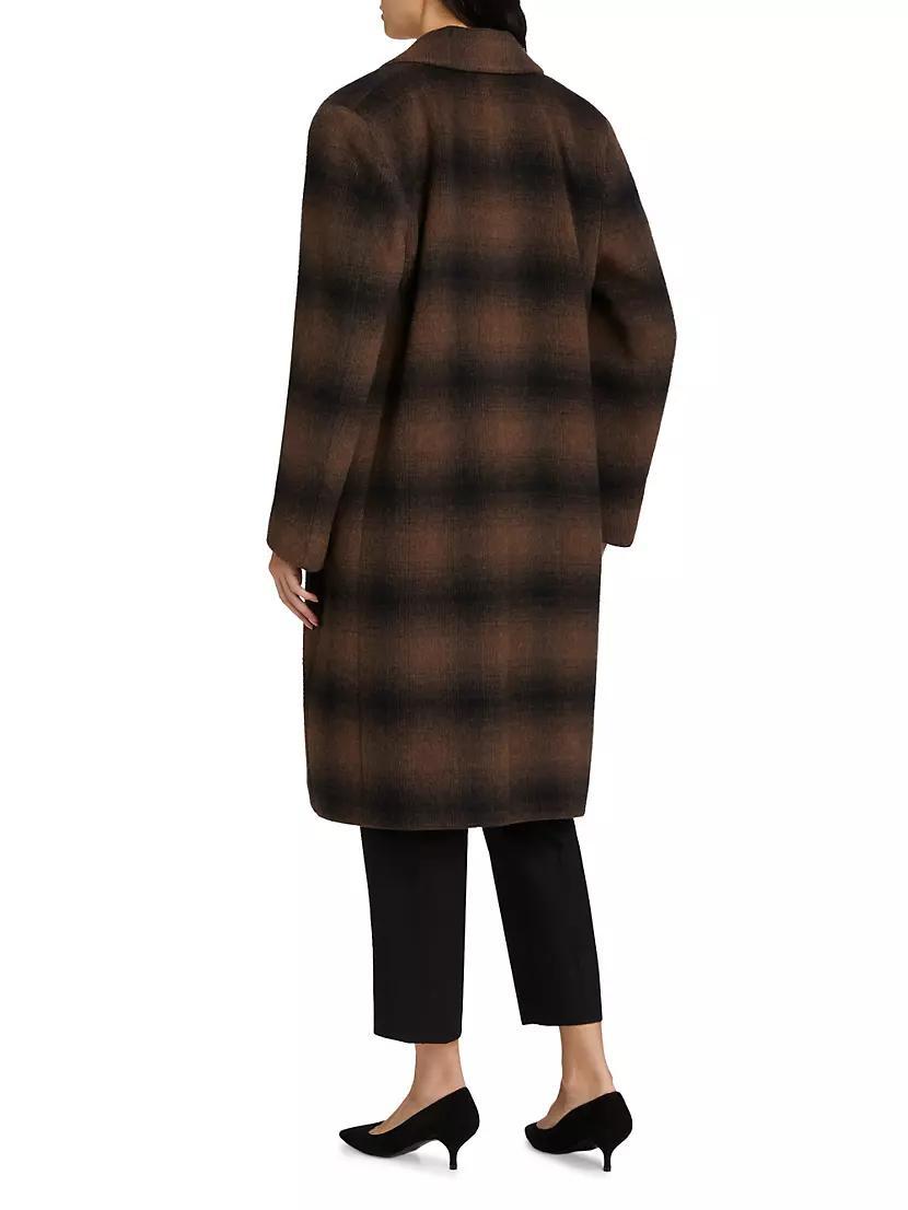 Shadow Plaid Wool-Blend Car Coat Product Image