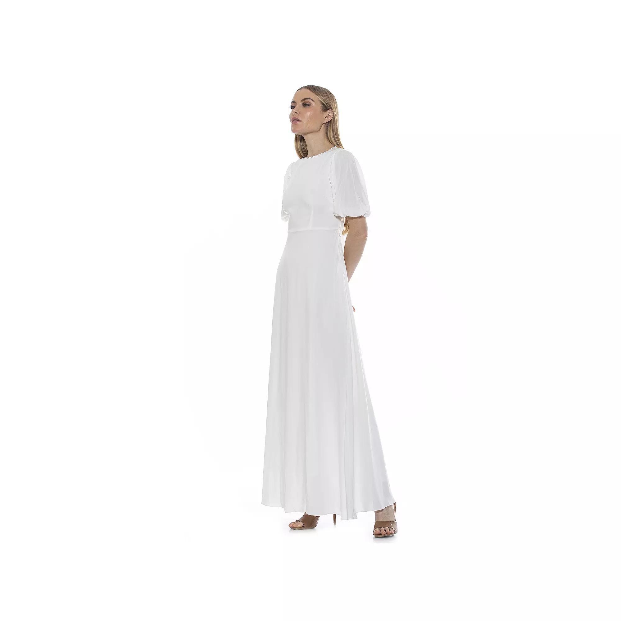 Women's ALEXIA ADMOR Open Back Fit & Flare Maxi Dress, Size: 6, Ivory Product Image