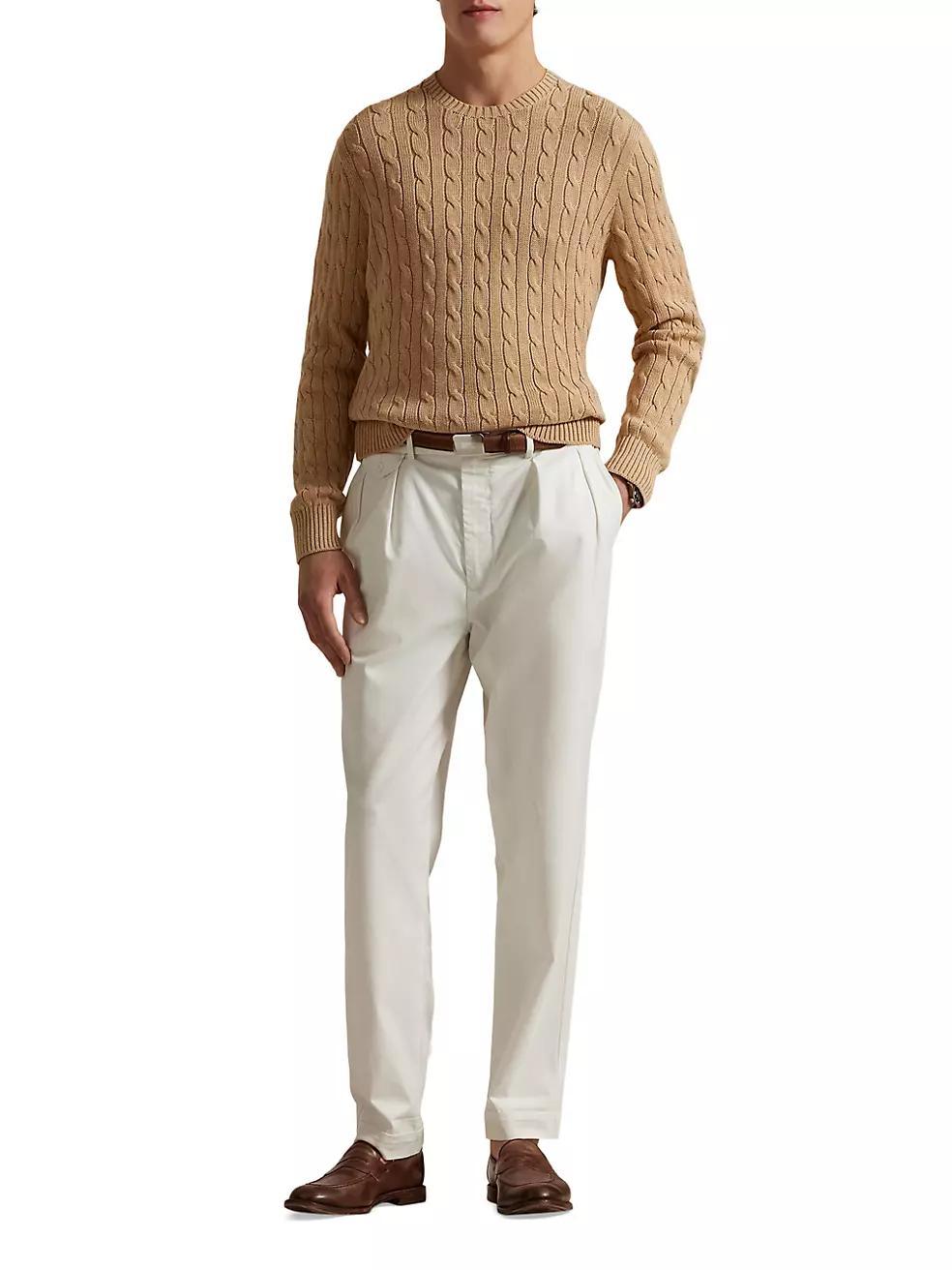Cable-Knit Cotton Crewneck Sweater Product Image