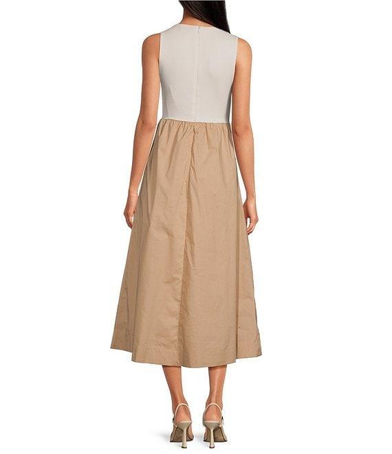 Skies Are Blue Crew Neck Sleeveless Color Block Midi Dress Product Image