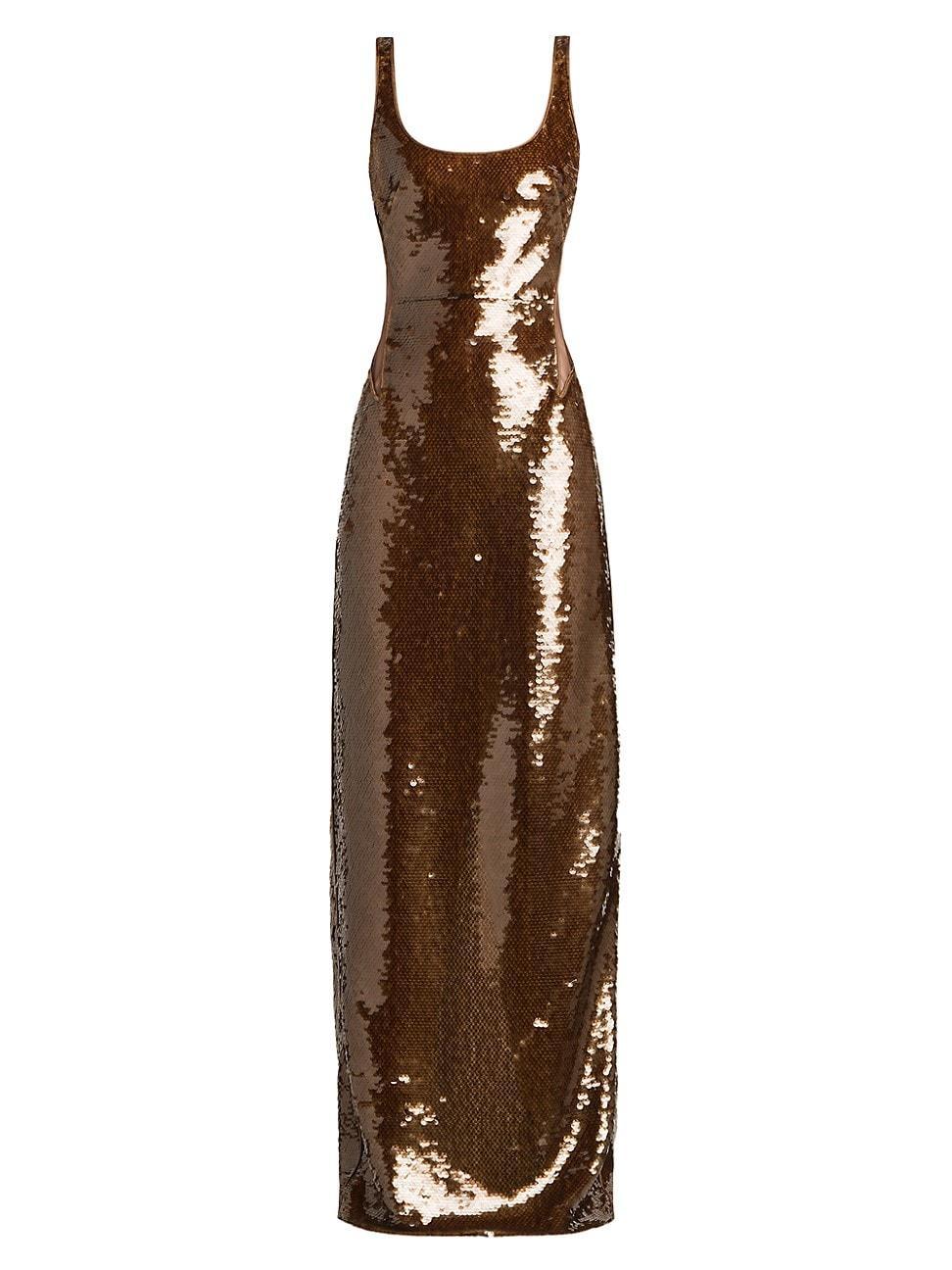 Womens Sequined Scoopneck Gown Product Image