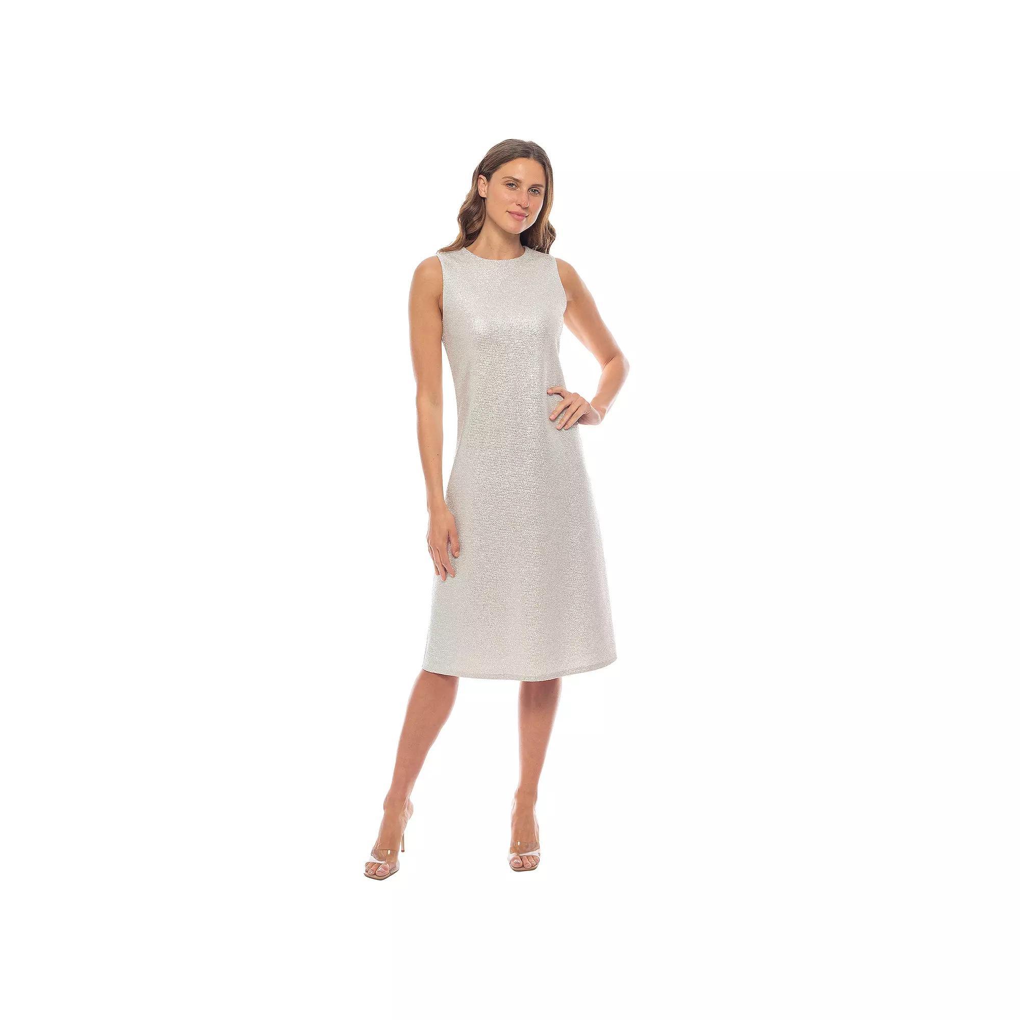 Women's Marina Stretch Brocade Sleeveless Midi Dress, Size: XL, Champange Product Image