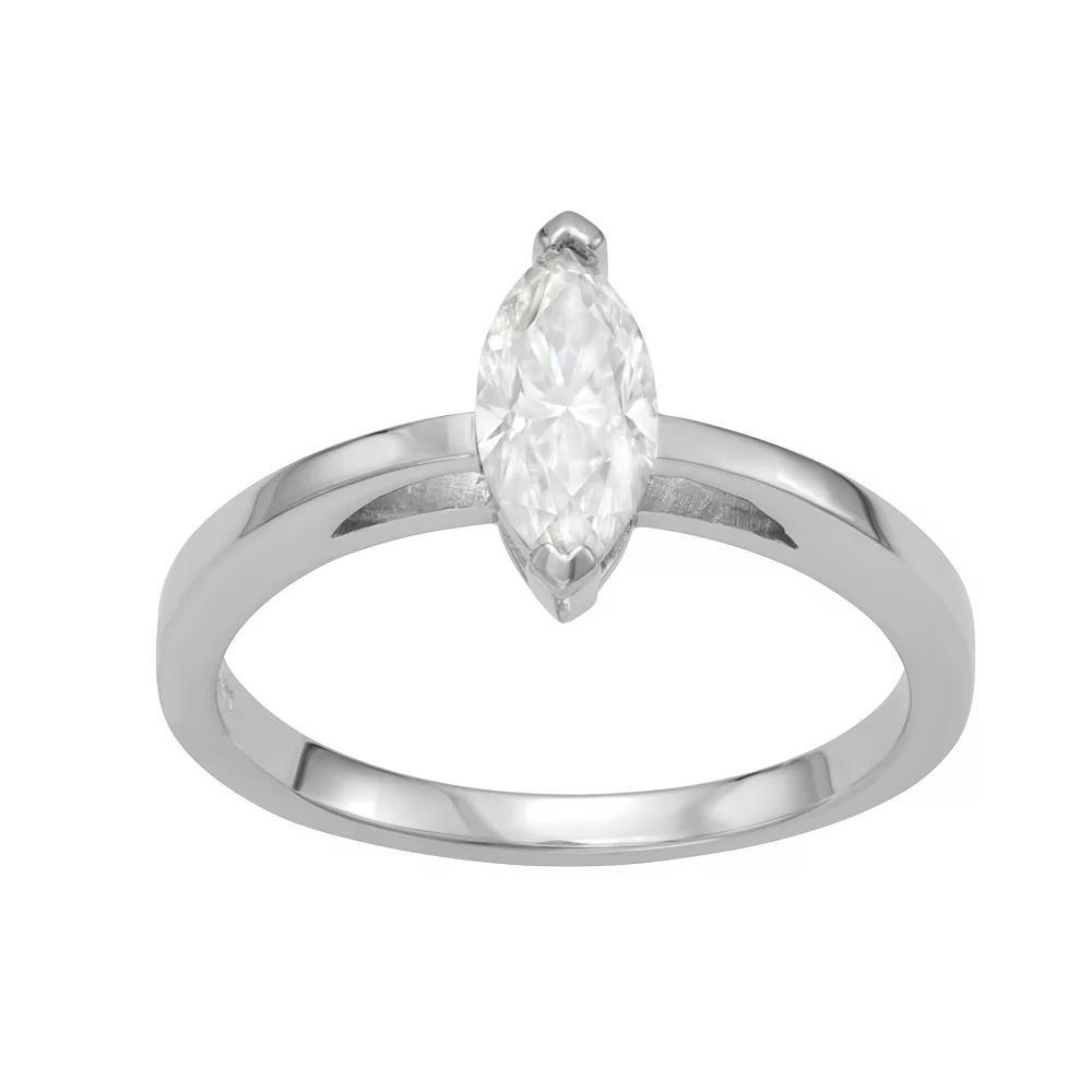 Moissanite Outlet Sterling Silver 3/4 Carat T.W. Lab-Created Moissanite Marquise Solitaire Ring, Women's, Size: 6 Product Image
