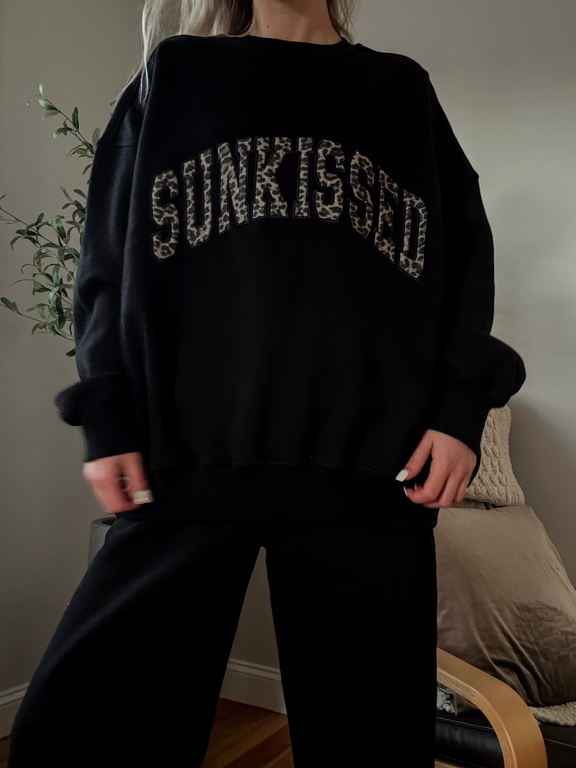 Black Basic Blank Flare Sweatpants Product Image