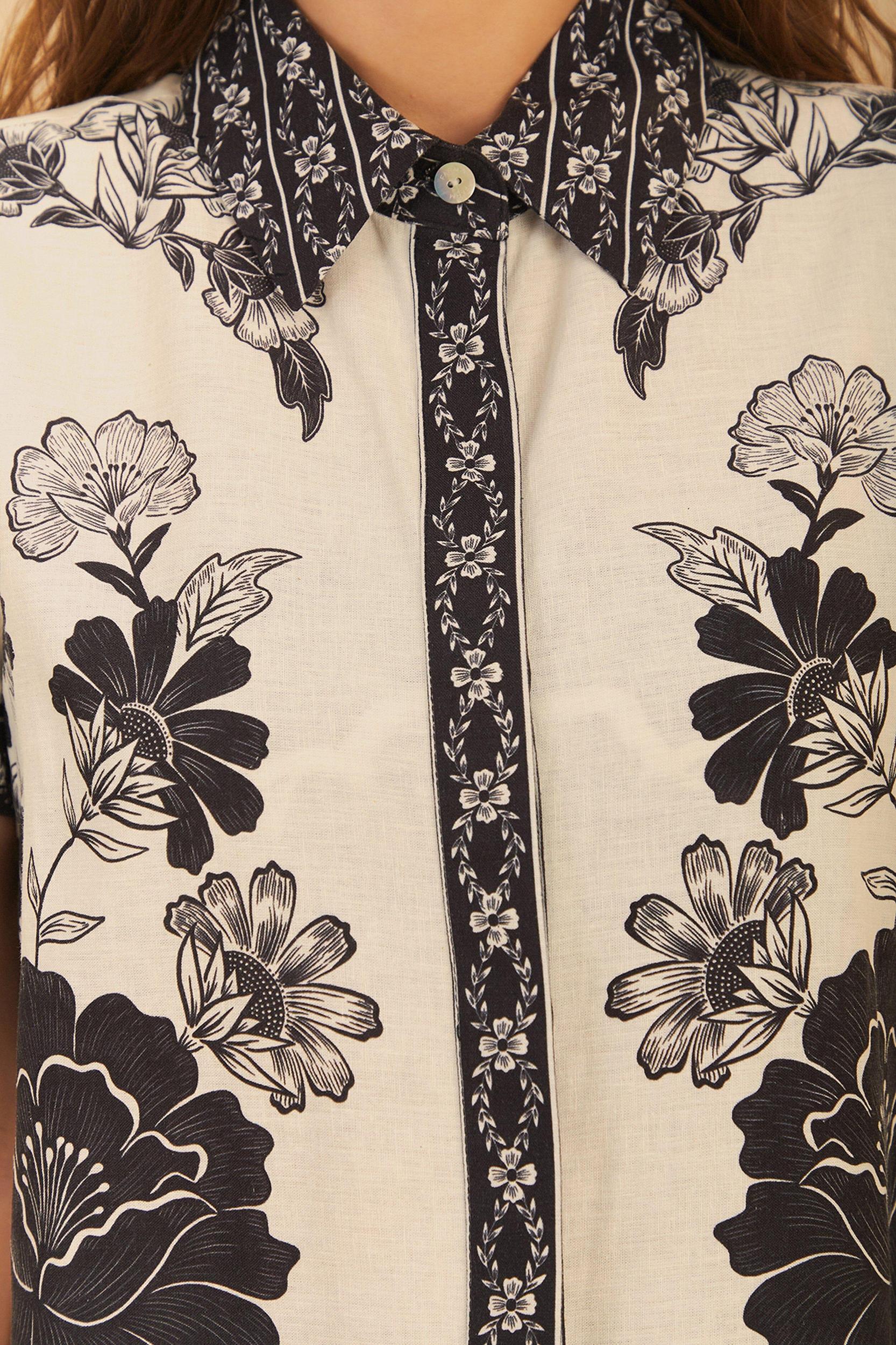 Off-White Flower Leopards Shirt, FLOWER LEOPARDS OFF-WHITE / XXS Product Image
