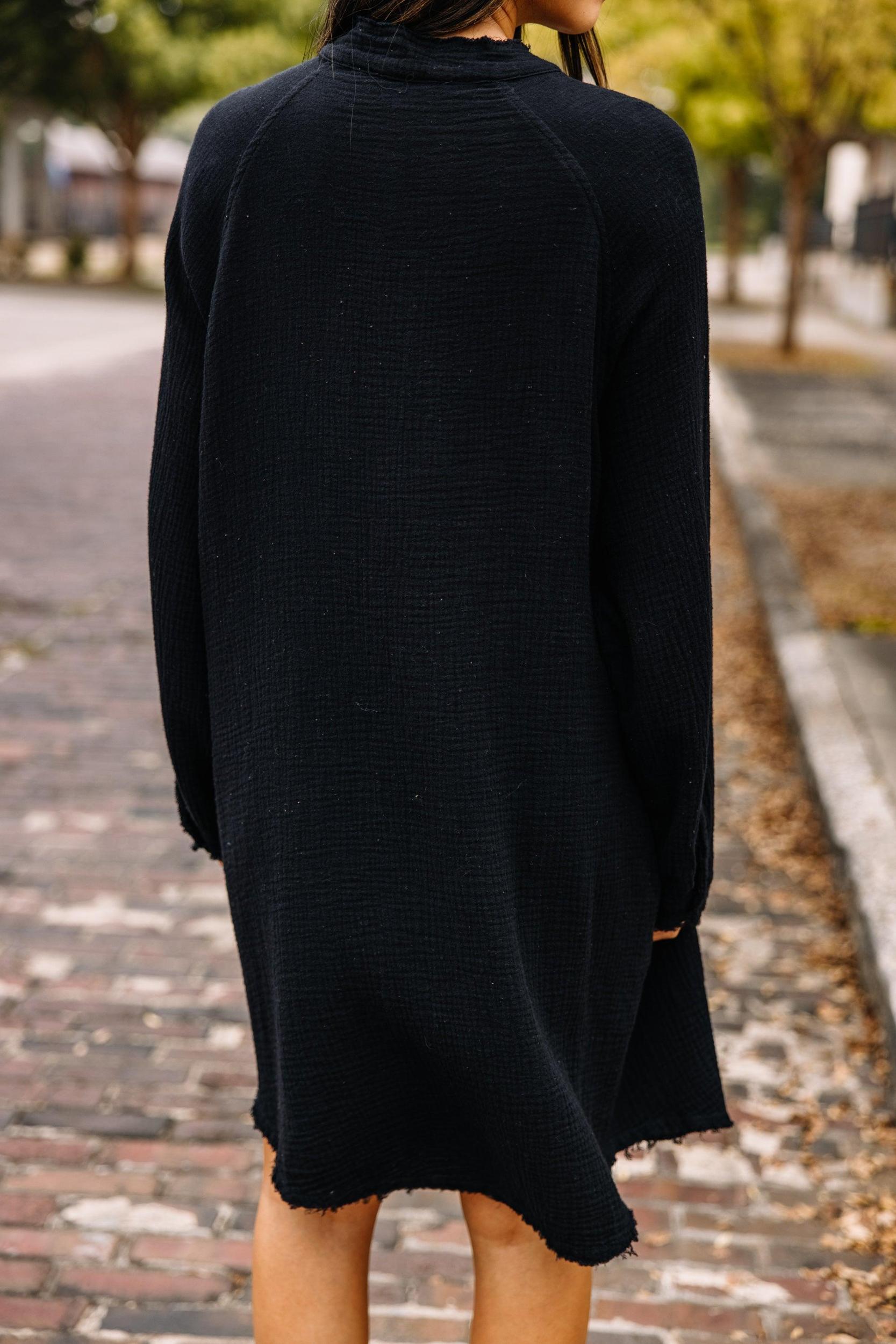 All Is Well Black Button Down Dress Female Product Image