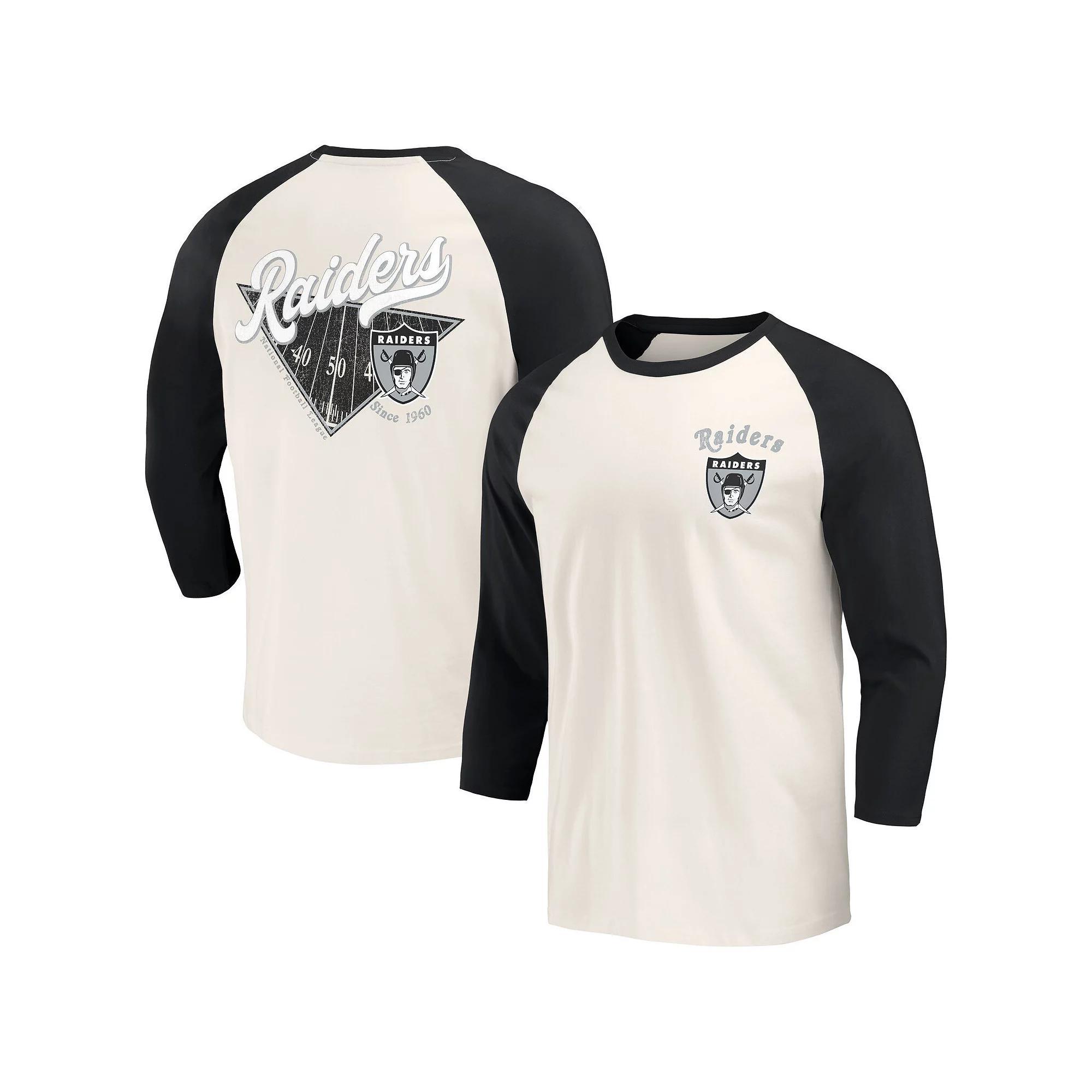 Mens Darius Rucker Collection by Fanatics Black/White Las Vegas Raiders Raglan 3/4 Sleeve T-Shirt Product Image