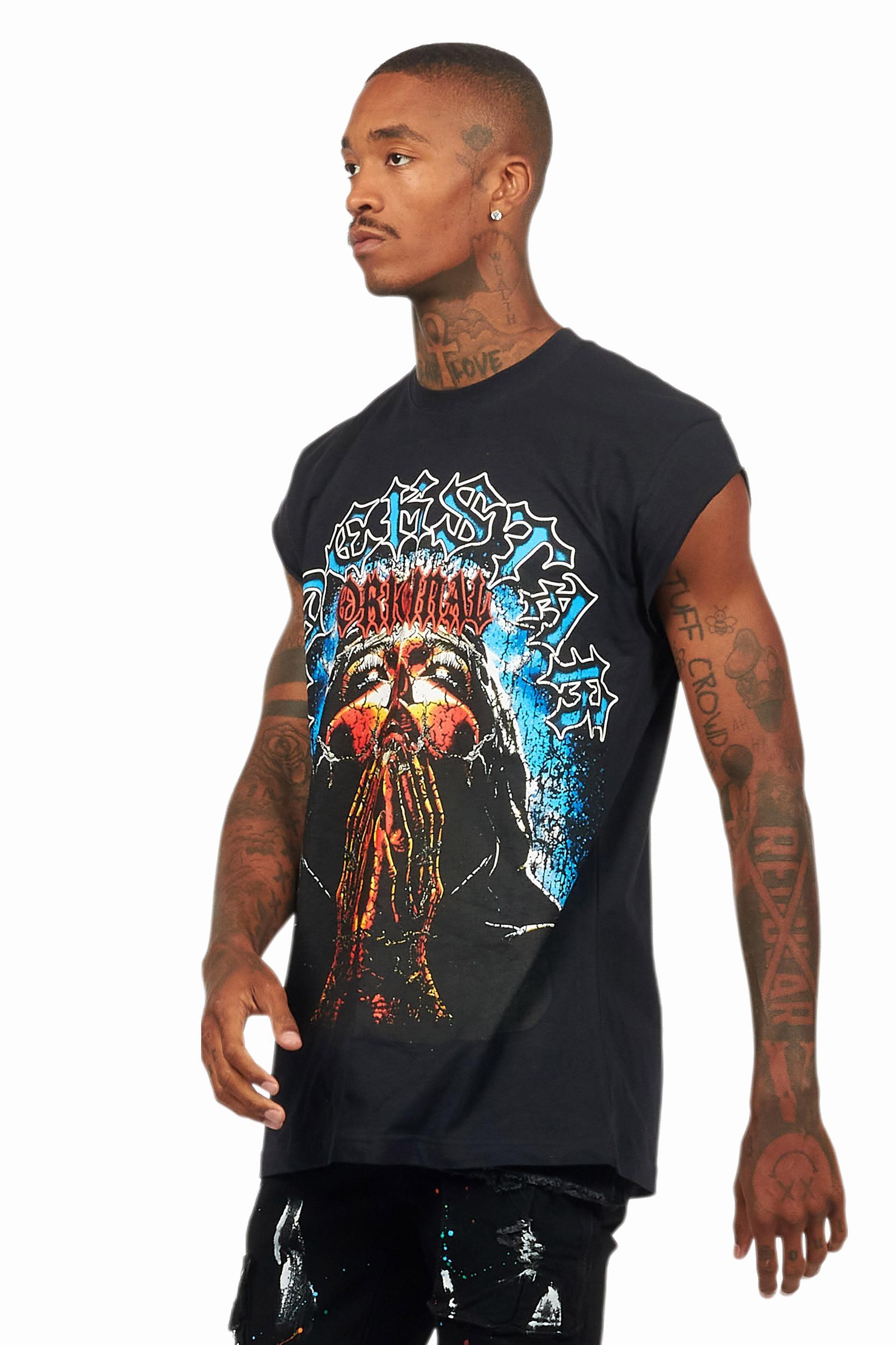 Dallan Black Graphic Muscle T-Shirt Male Product Image