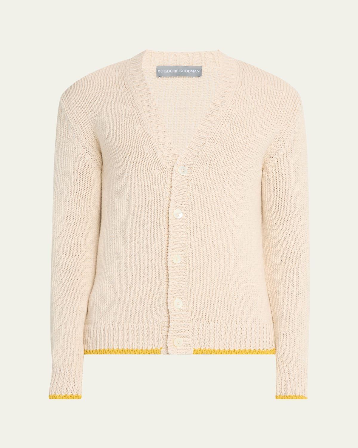 Mens Cotton Contrast-Trim Cardigan Product Image