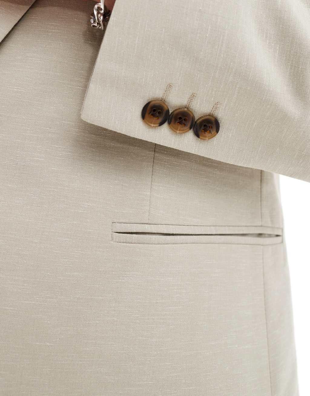 ASOS DESIGN regular suit jacket in textured fabric in stone Product Image