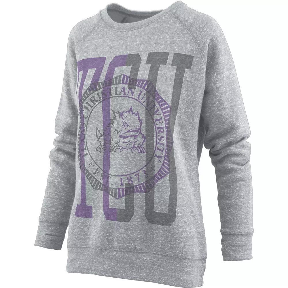 Women's Pressbox Heather Gray TCU Horned Frogs Knobi Raglan Pullover Sweatshirt, Size: Medium, Grey Product Image