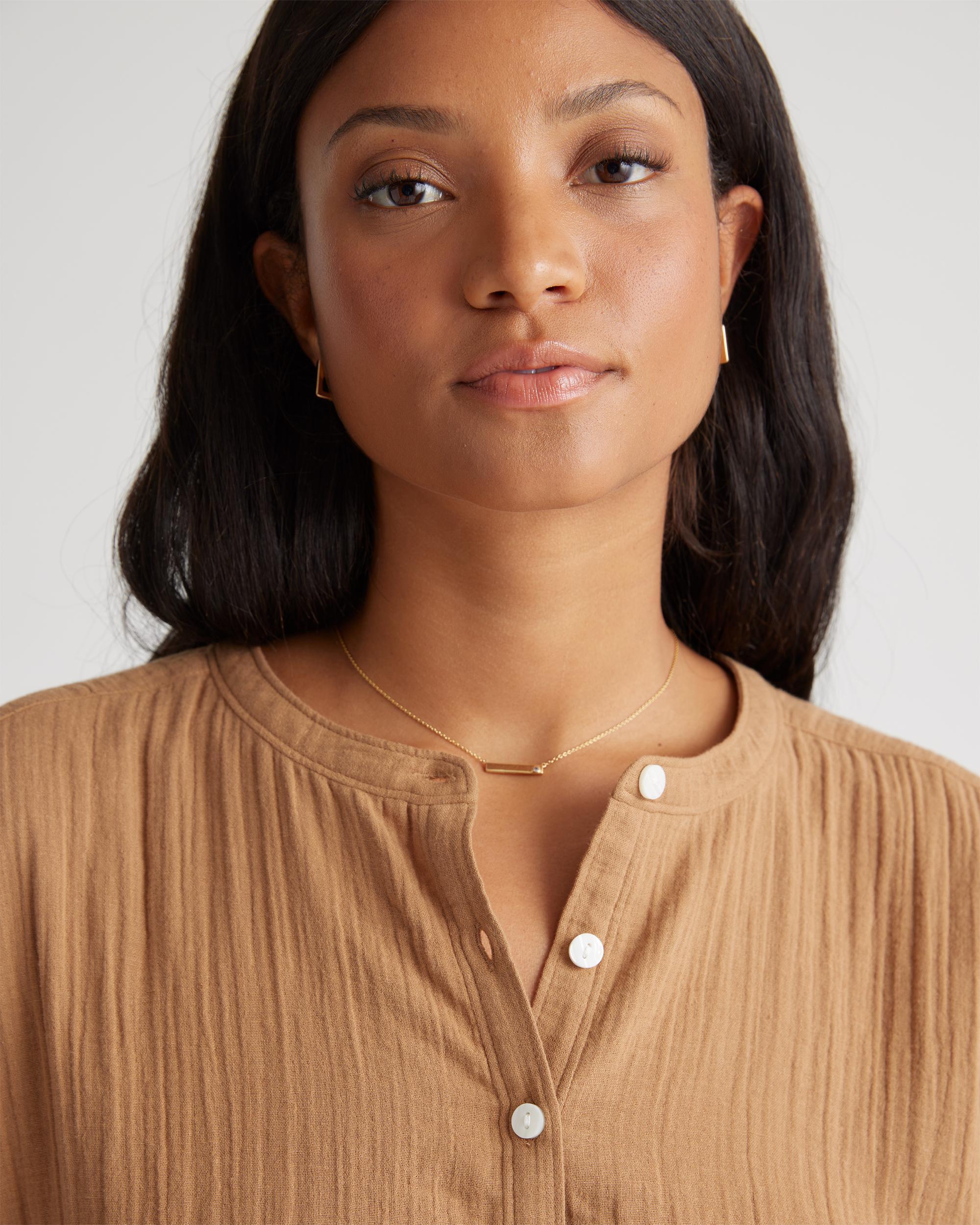 Quince | Women's Gauze Roll Sleeve Shirt Size XL, Organic Cotton Product Image
