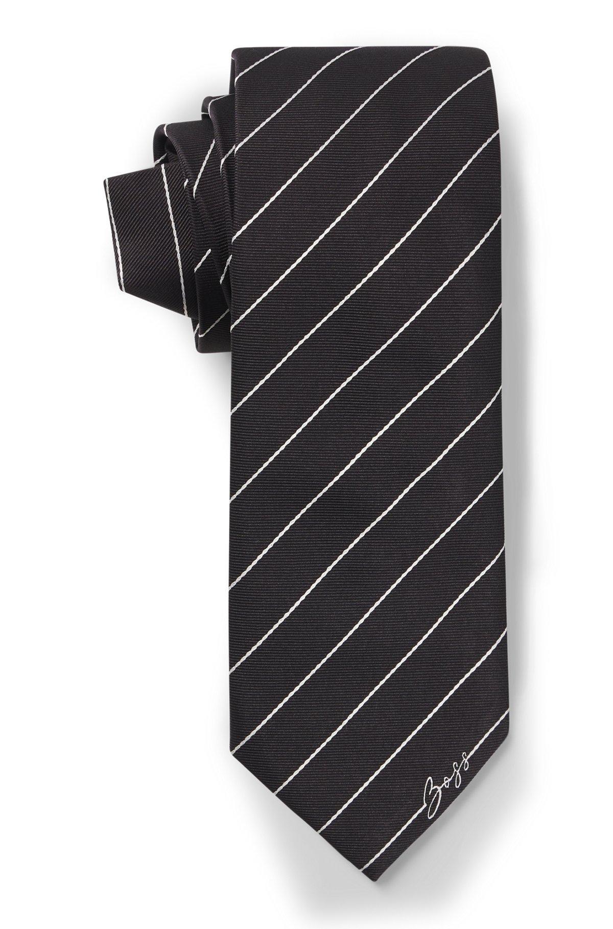 Silk-jacquard tie with diagonal stripes Product Image