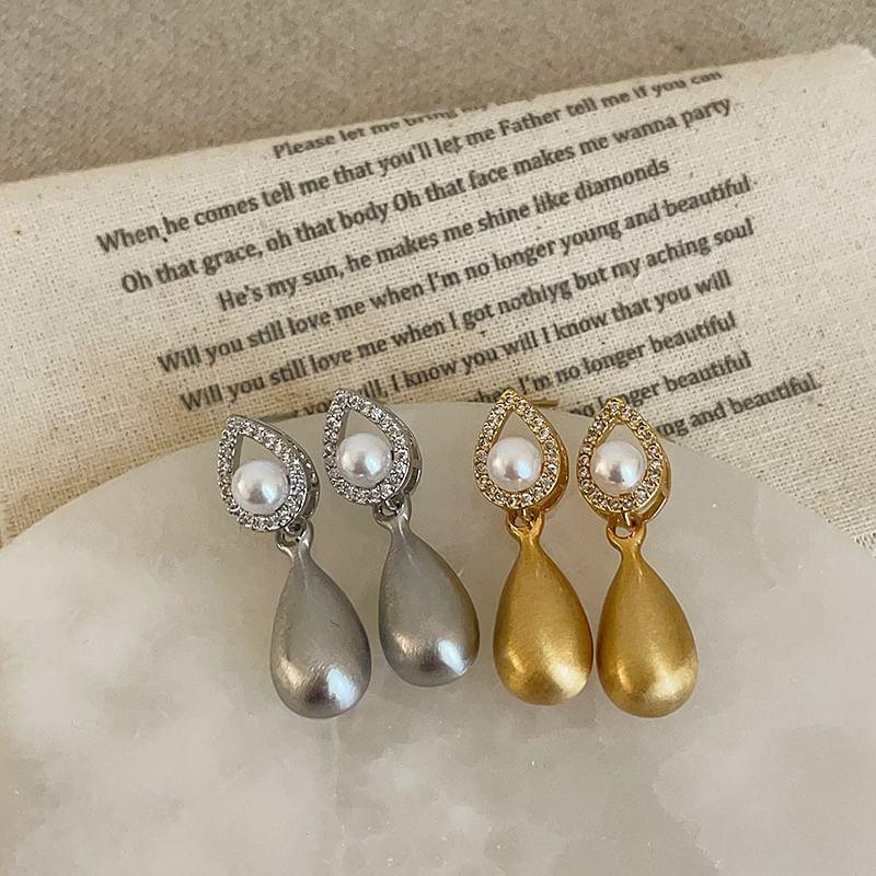 Faux Pearl Rhinestone Drop Earring Product Image