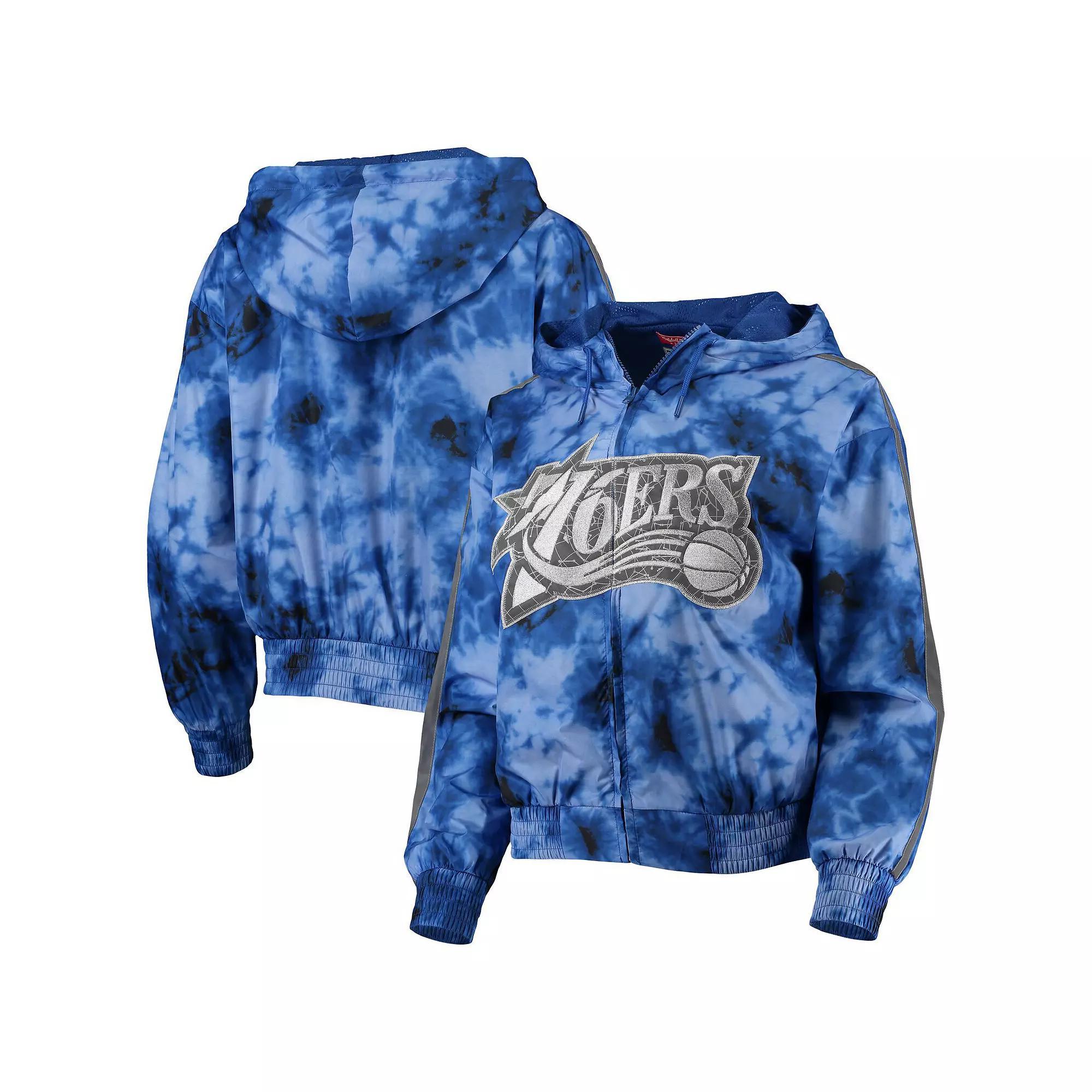 Women's Mitchell & Ness Royal Philadelphia 76ers Galaxy Sublimated Windbreaker Pullover Full-Zip Hoodie, Size: Large, 76r Blue Product Image