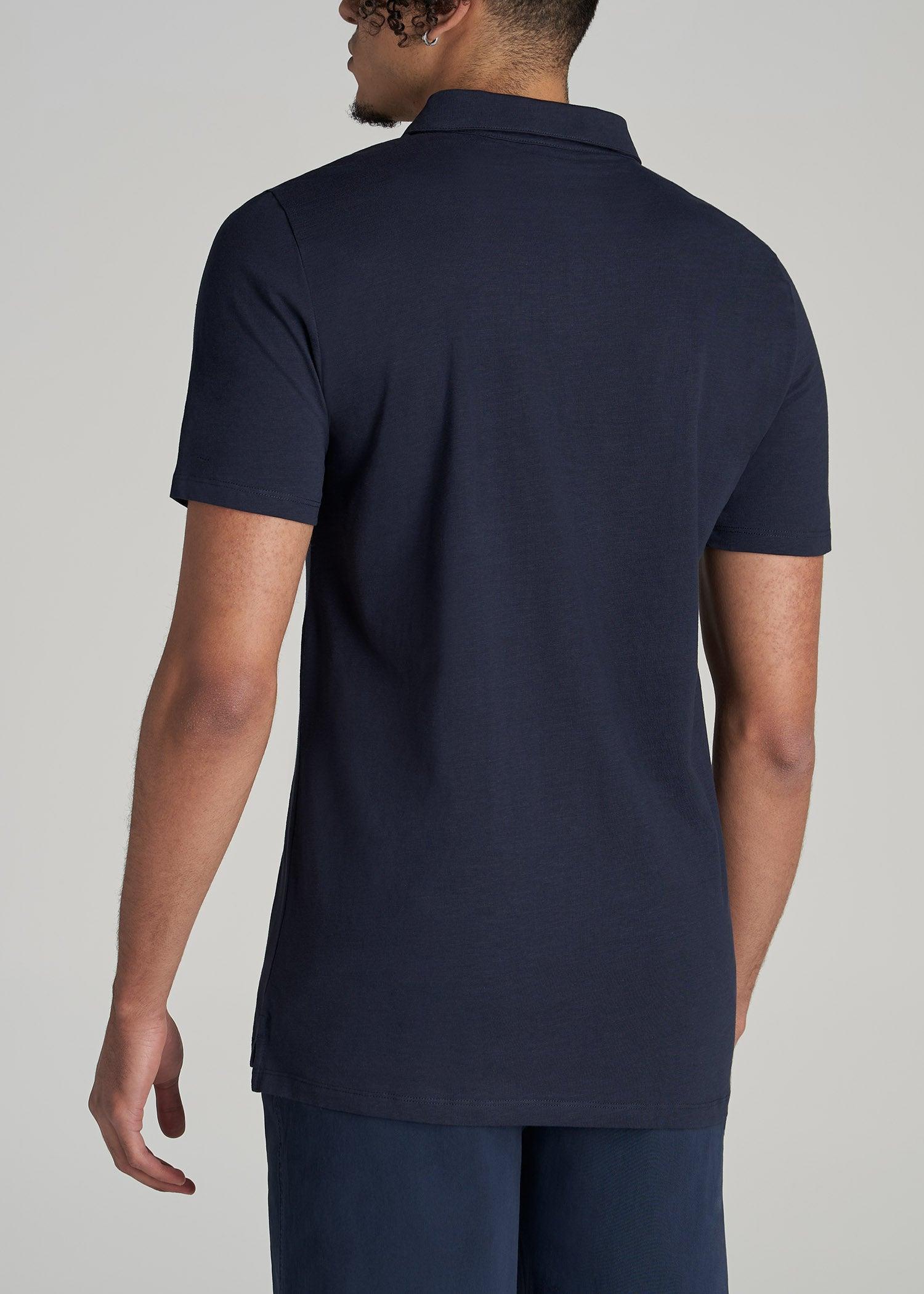 Slub Self Collar Tall Polo Shirt in Navy Product Image