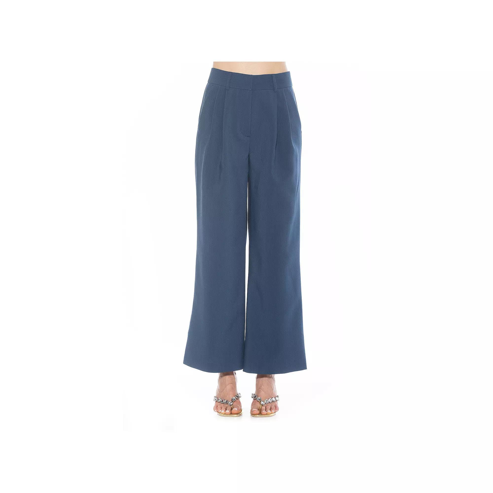 Women's ALEXIA ADMOR Elodie Belted Front Zip Wide Leg Pant, Size: 12, Black Product Image