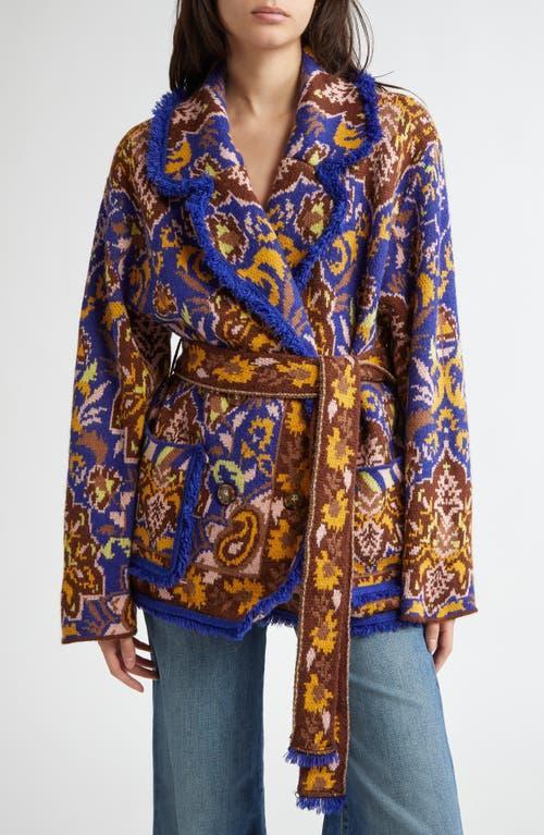 FARM RIO Glam Tapestry Knit Wrap Jacket In Glam Tapestry Blue Product Image