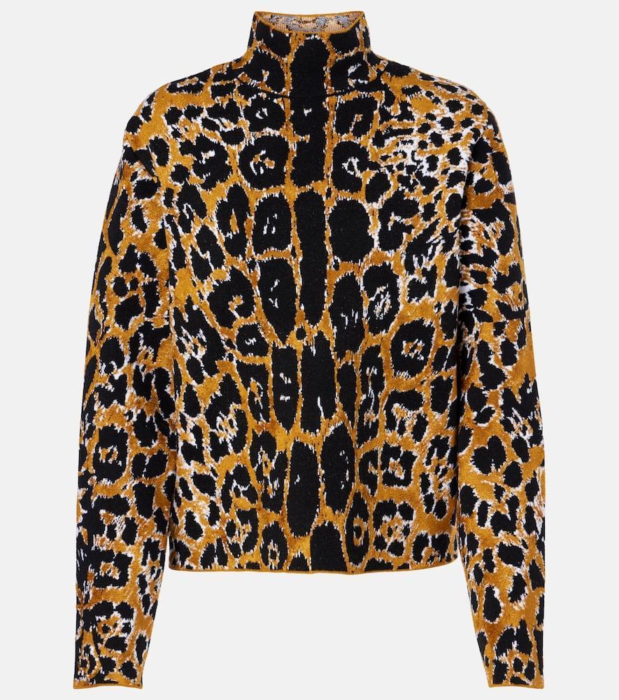 ALAÏA Leopard Jacquard Sweater In Black Product Image