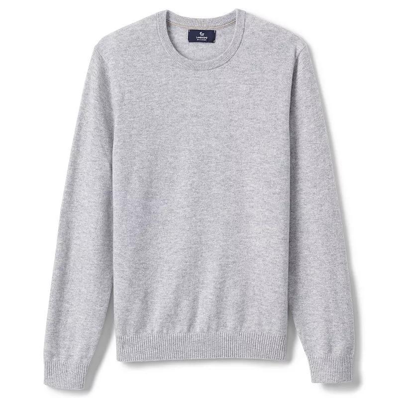 Men's Lands' End Fine-Gauge Cashmere Crewneck Sweater, Size: Small, Grey Heather Product Image