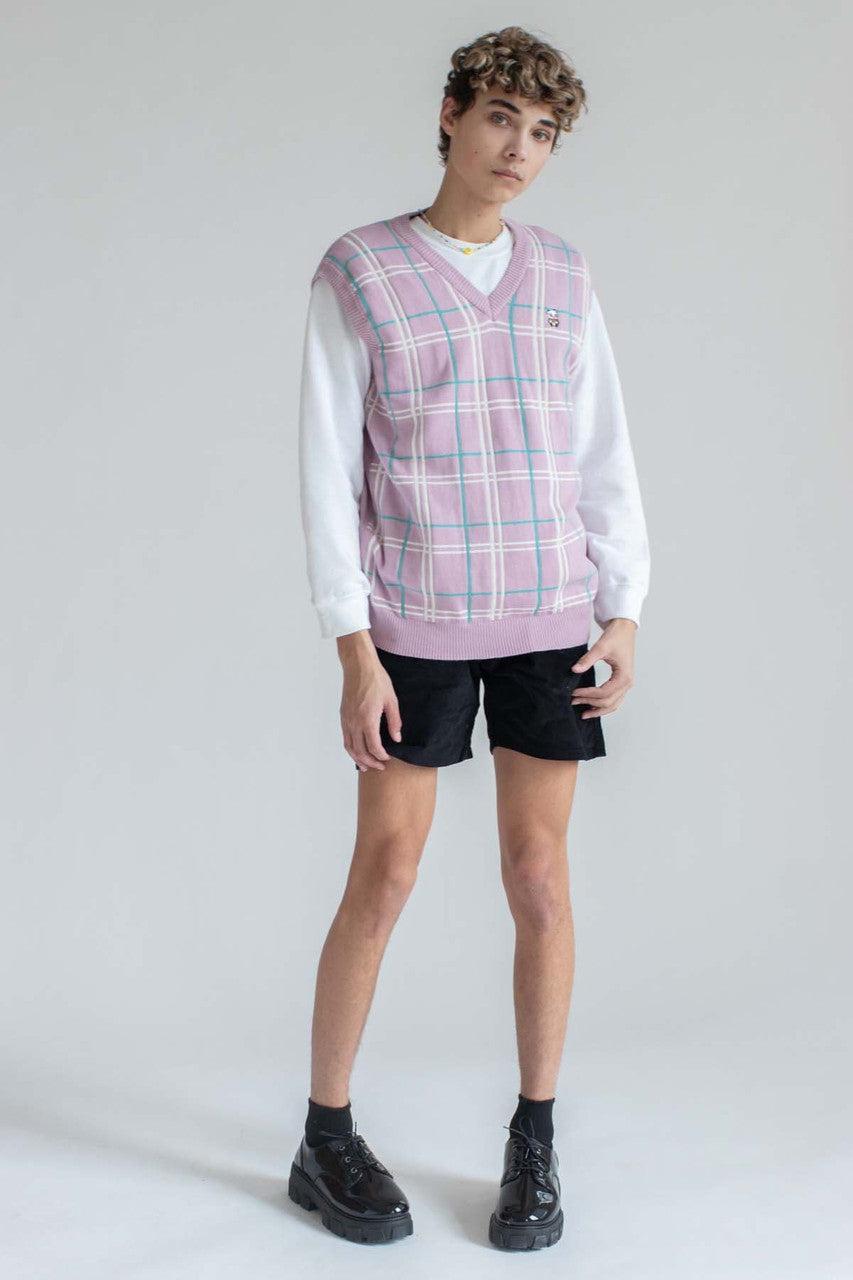 Pink Plaid Sweater Vest Product Image