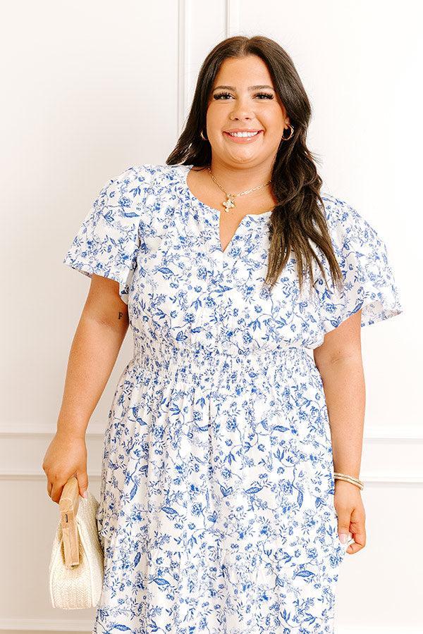 Polished Perfection Floral Maxi Dress in Royal Blue Curves Product Image