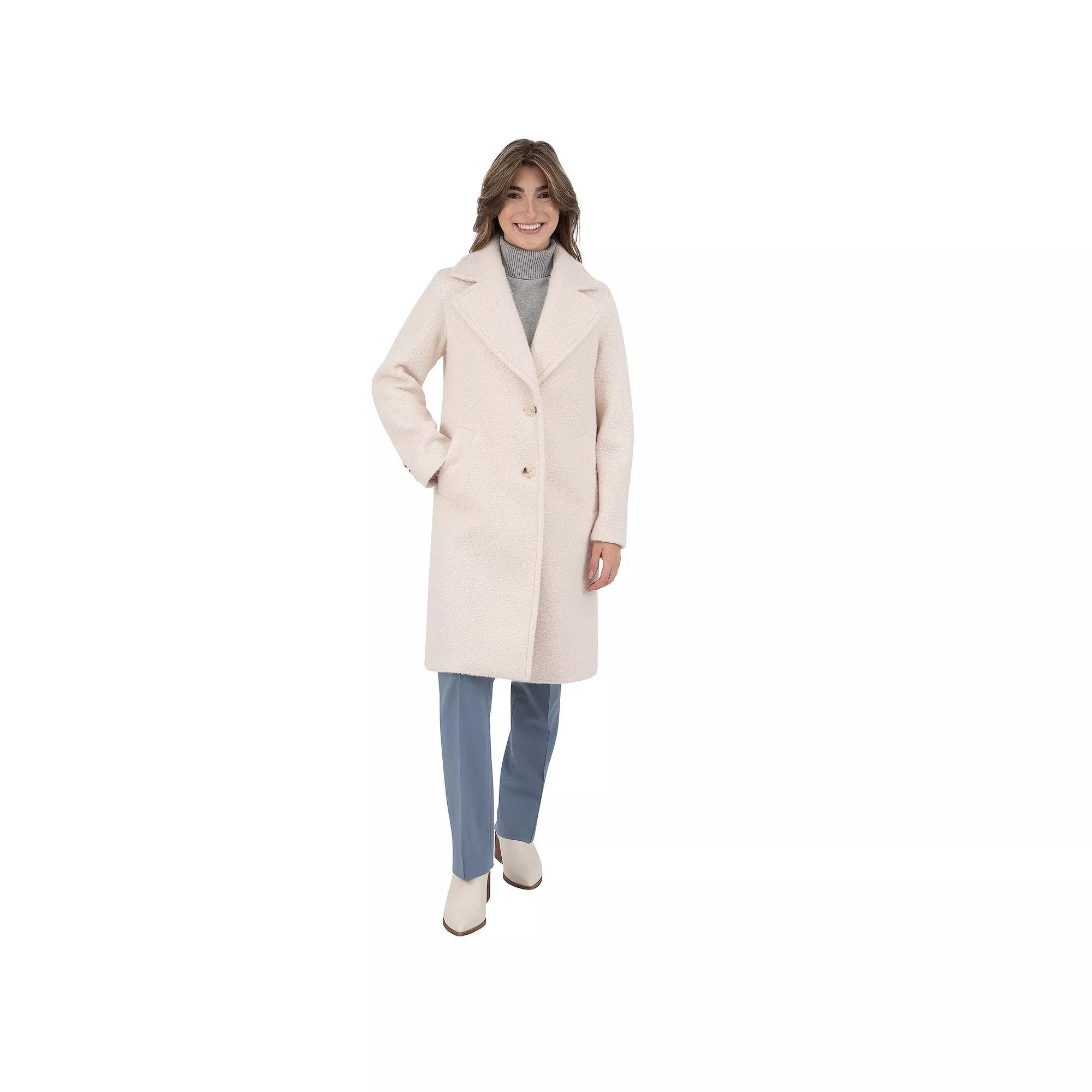 Women's Nine West Notch Collar Faux Wool Coat, Size: XL, Grey Grey Product Image
