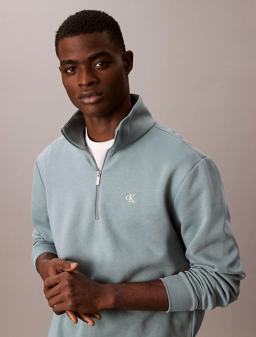 Calvin Klein Mens Archive Logo Fleece Quarter Zip Sweatshirt - Grey Product Image