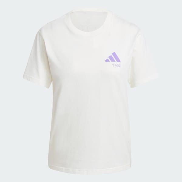 adidas Lounge Verbiage Graphic Tee Wonder Silver 2XL Womens Product Image
