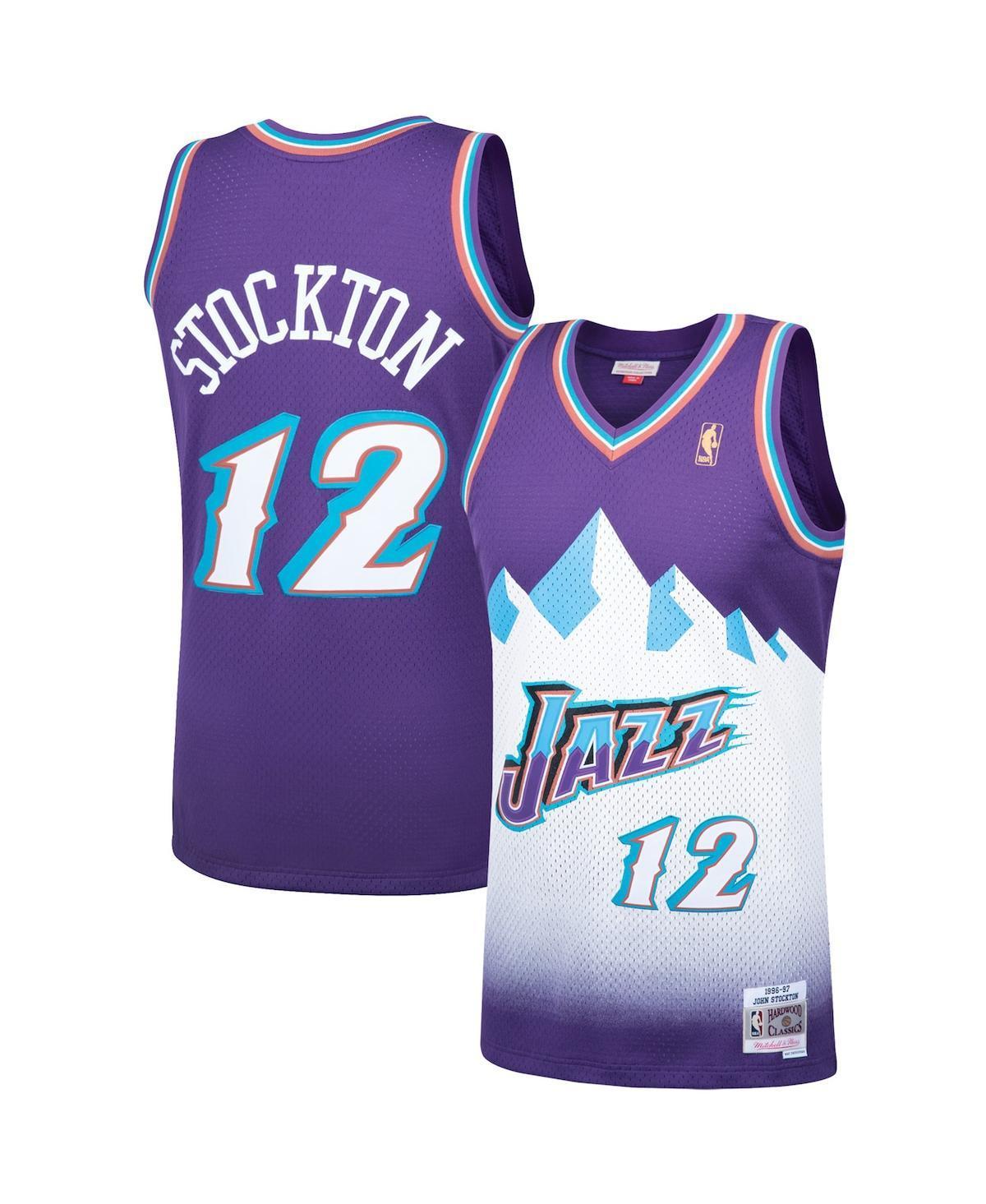 Men's Mitchell & Ness John Stockton Purple Utah Jazz 1996-97 Hardwood Classics Swingman Player Jersey, Size: 5XL, Jaz Purple Product Image