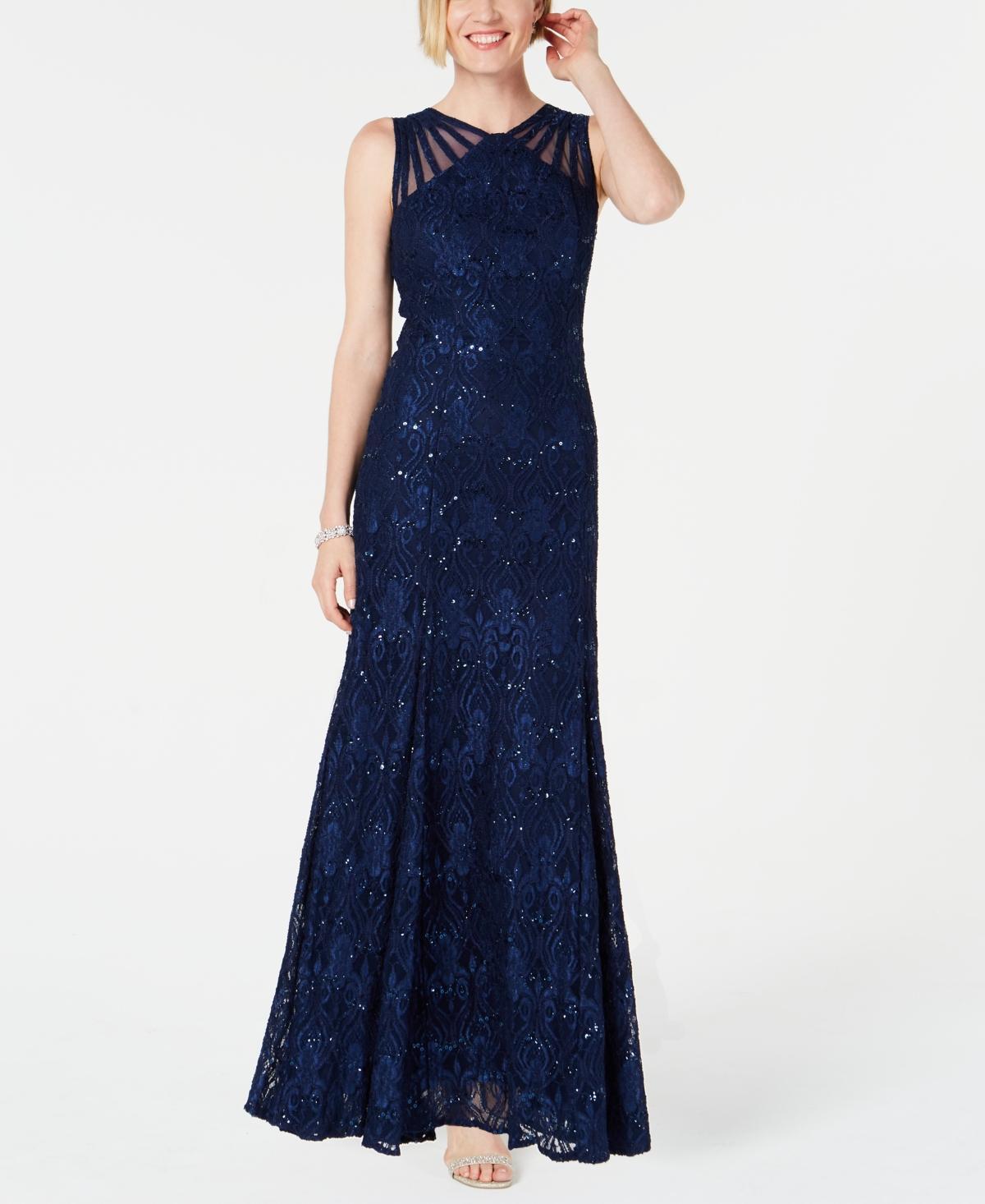Women's R&M Richards Mermaid Lace Gown, Size: 16, Cadet Product Image