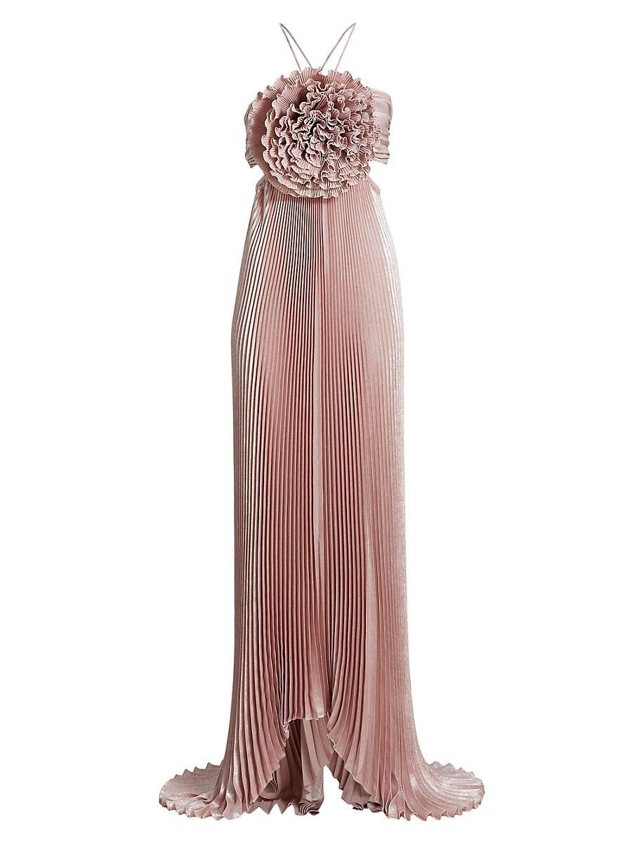 Womens Pleated Shimmer Gown Product Image