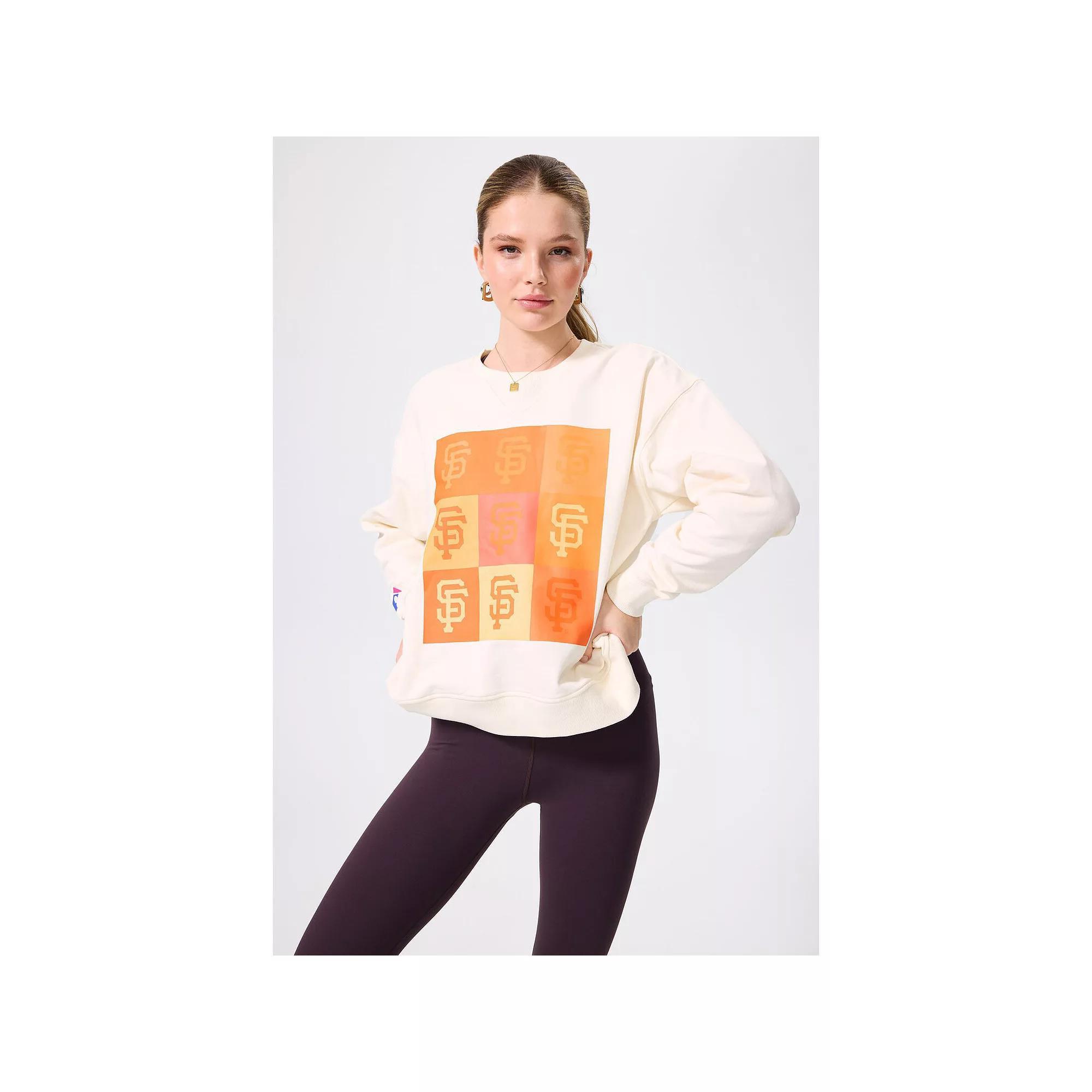 Womens Terez Cream San Francisco Giants Technicolor Oversized Pullover Sweatshirt Product Image
