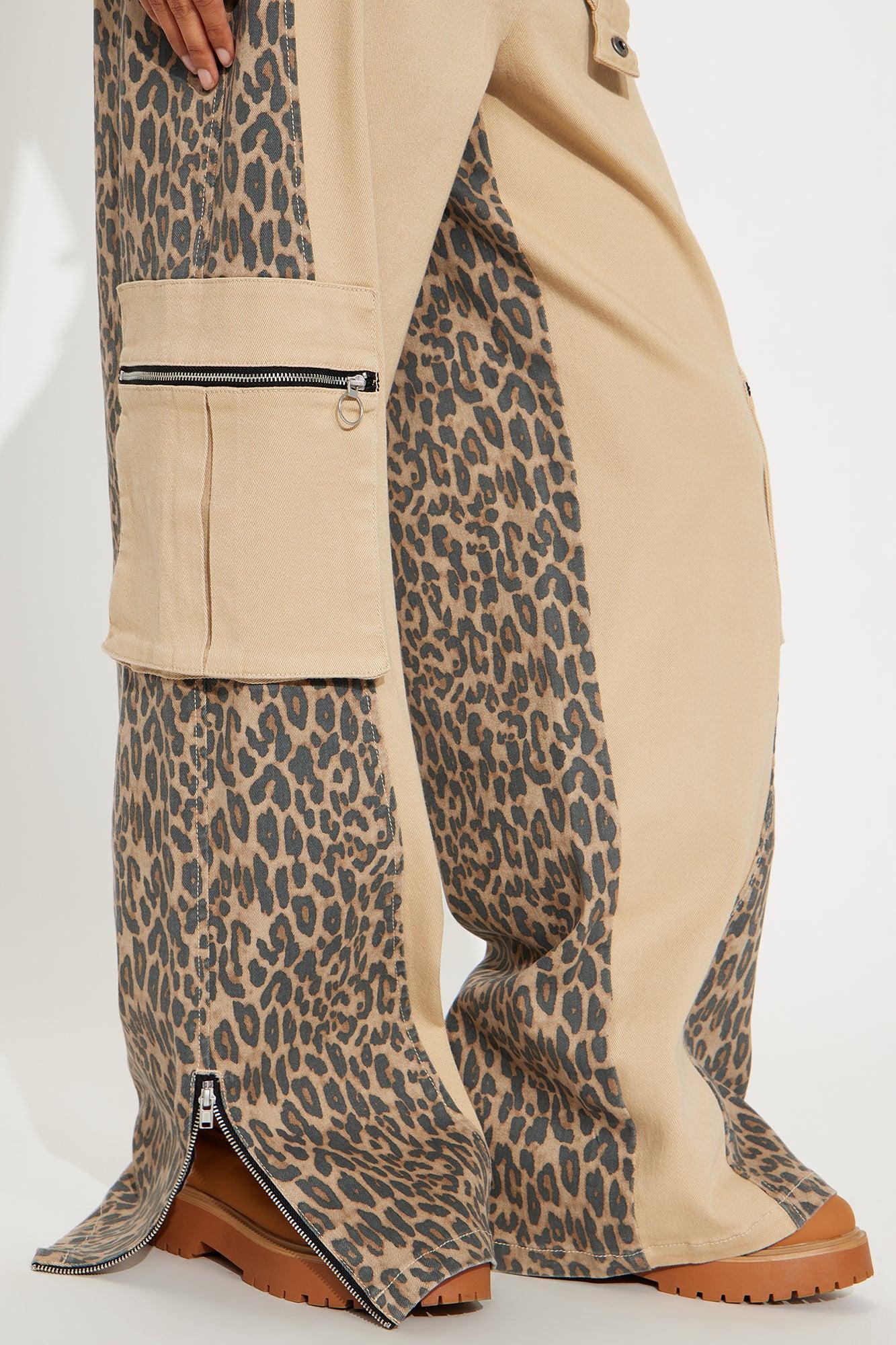 On The Prowl Leopard Twill Wide Leg Pant - Brown/combo Product Image