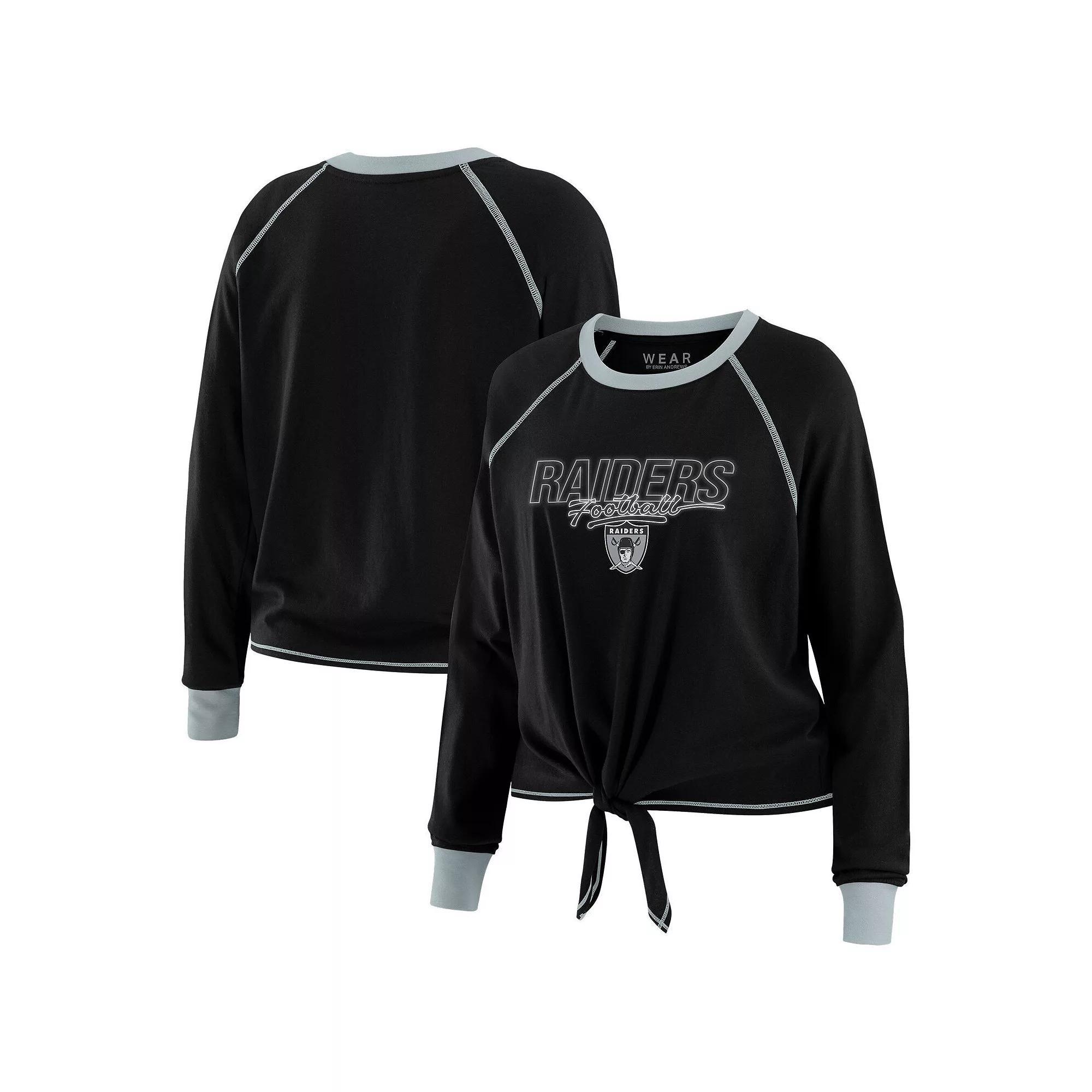 Women's WEAR by Erin Andrews Navy/Red Houston Texans Tie-Front Long Sleeve Top, Size: 2XL, Blue Product Image