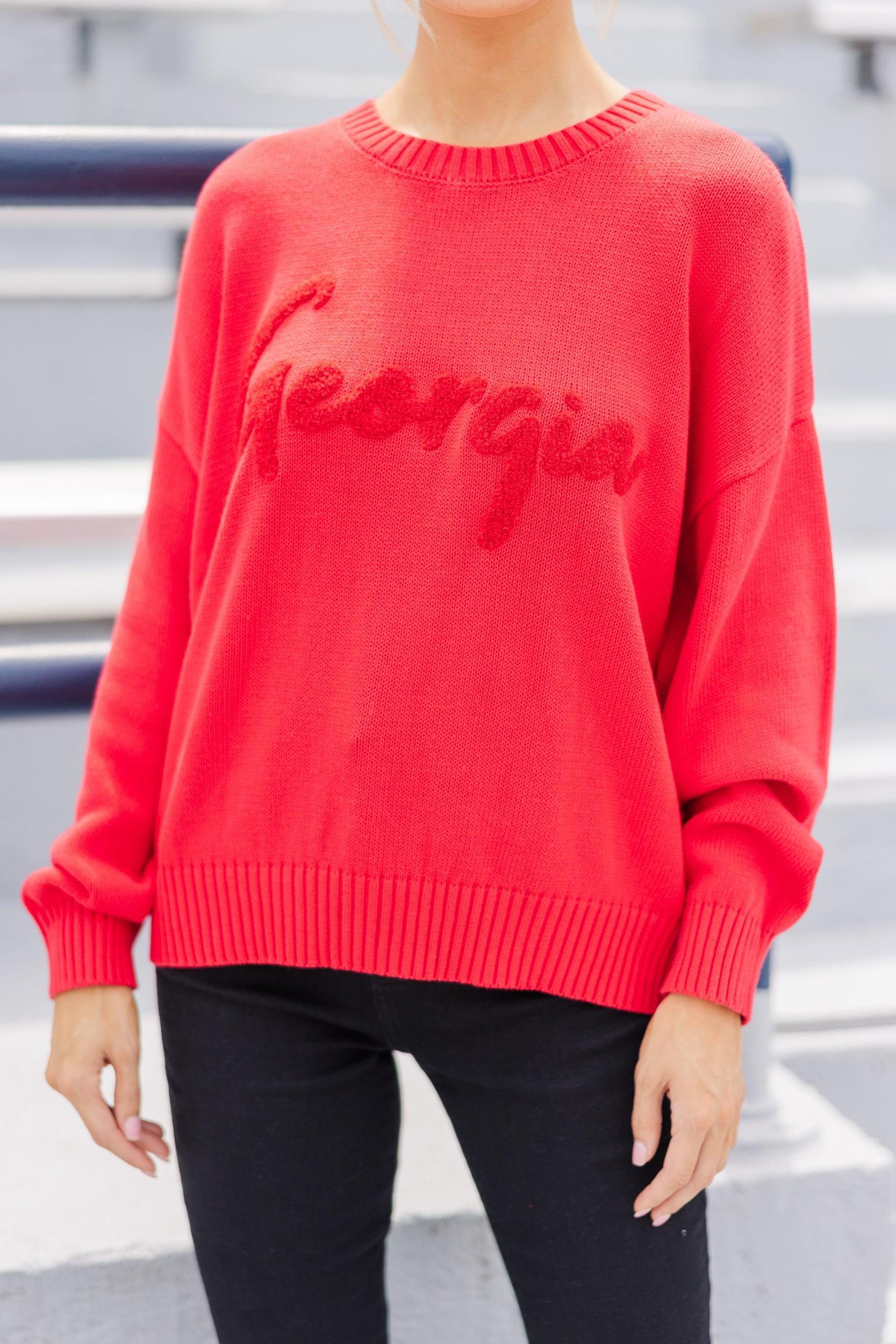 It's A Win Red Georgia Script Sweater Female Product Image