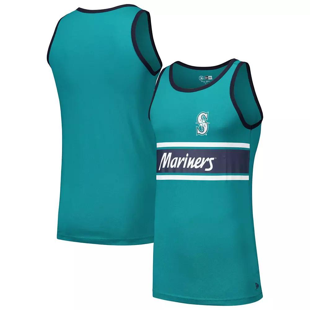 Men's New Era Aqua Seattle Mariners Jersey Ringer Tank Top, Size: XL, Turquoise A Product Image