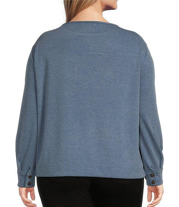 Westbound Plus Size Long Sleeve Button Cuff Crew Neck Pocket Top Product Image