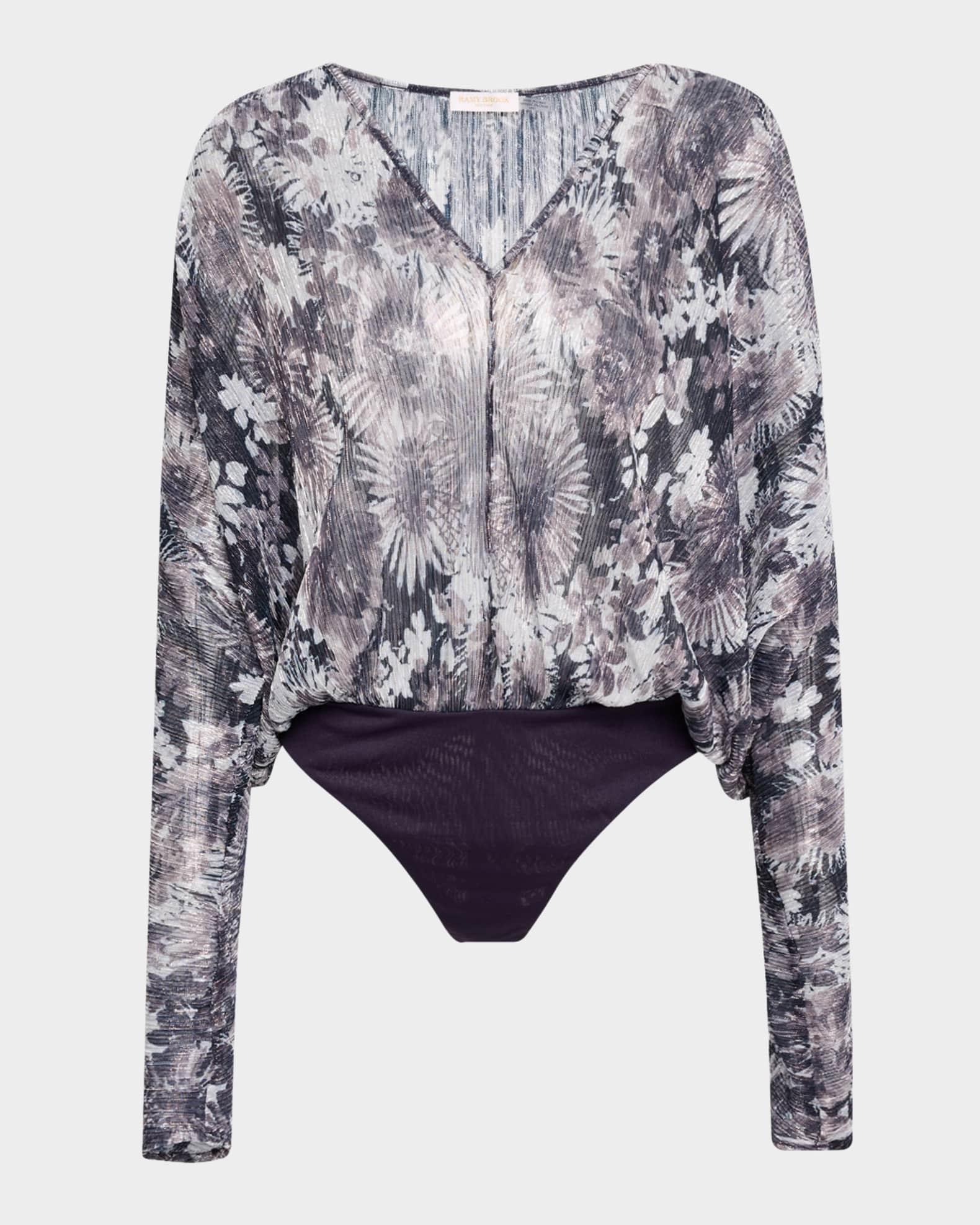 Margot Metallic Floral Long-Sleeve Bodysuit Product Image