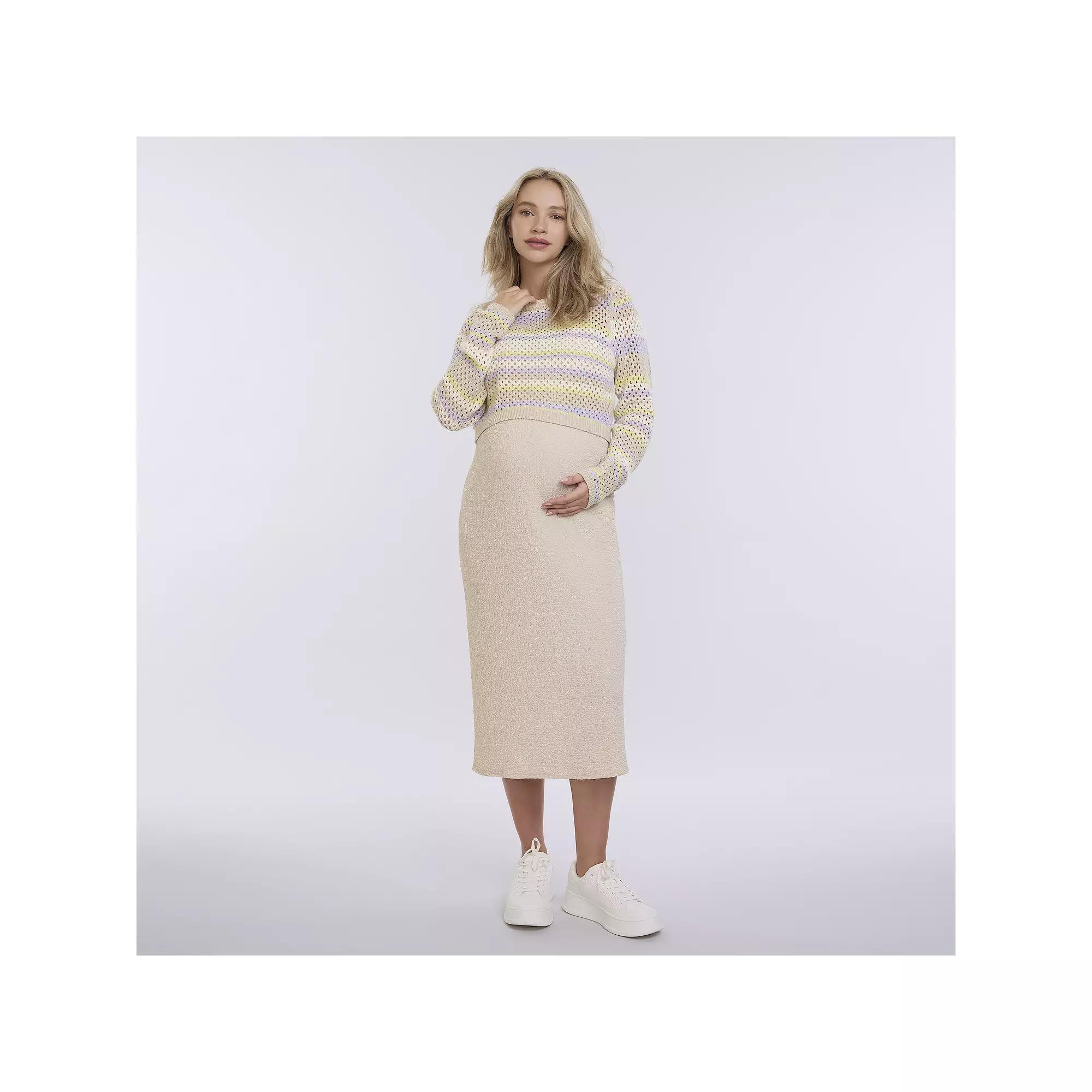 Maternity Motherhood® Textured Midi Sweater Dress, Women's, Size: Medium-Mat, White Team Product Image