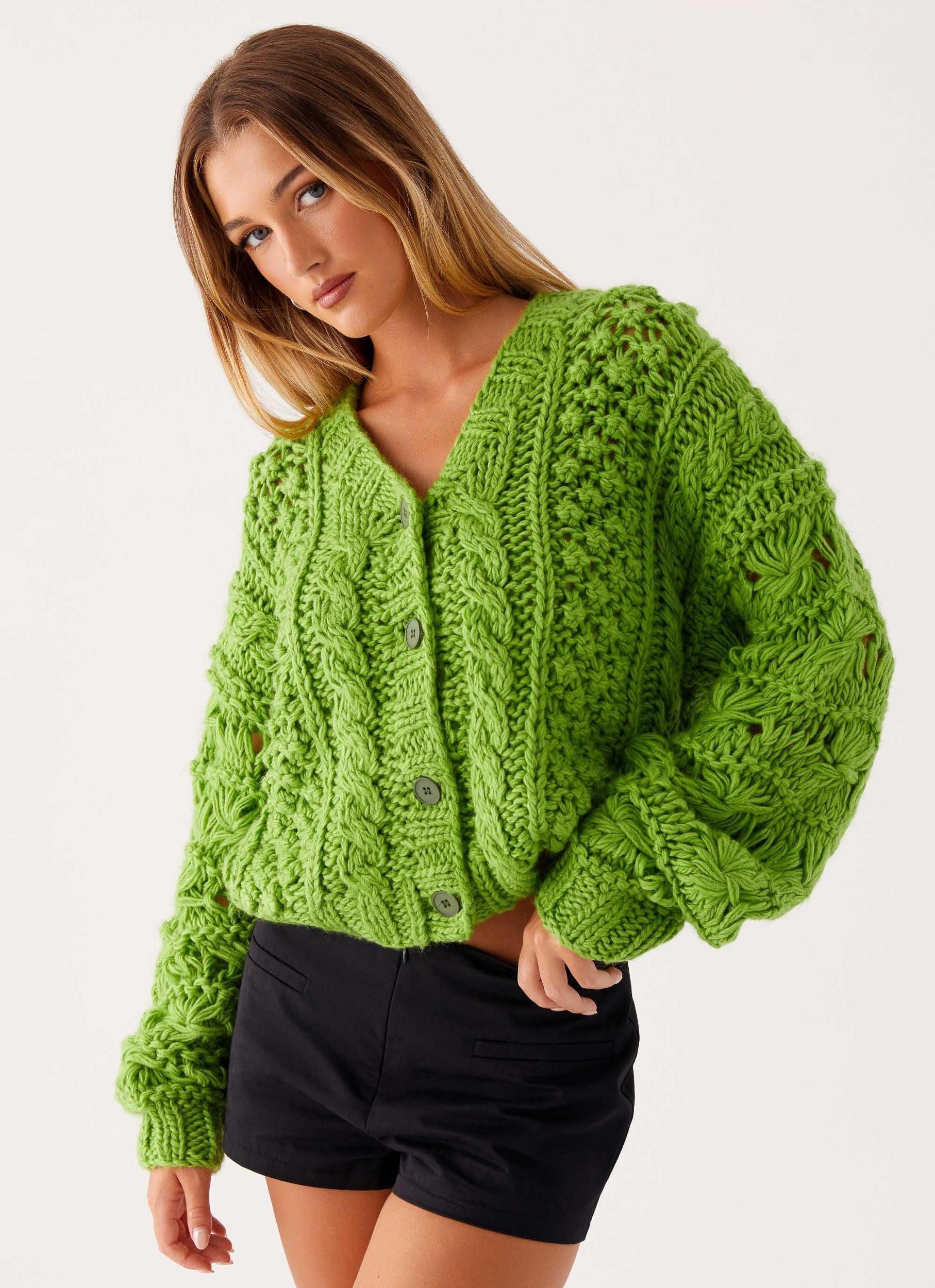 Hazel Knit Cardigan - Green Product Image
