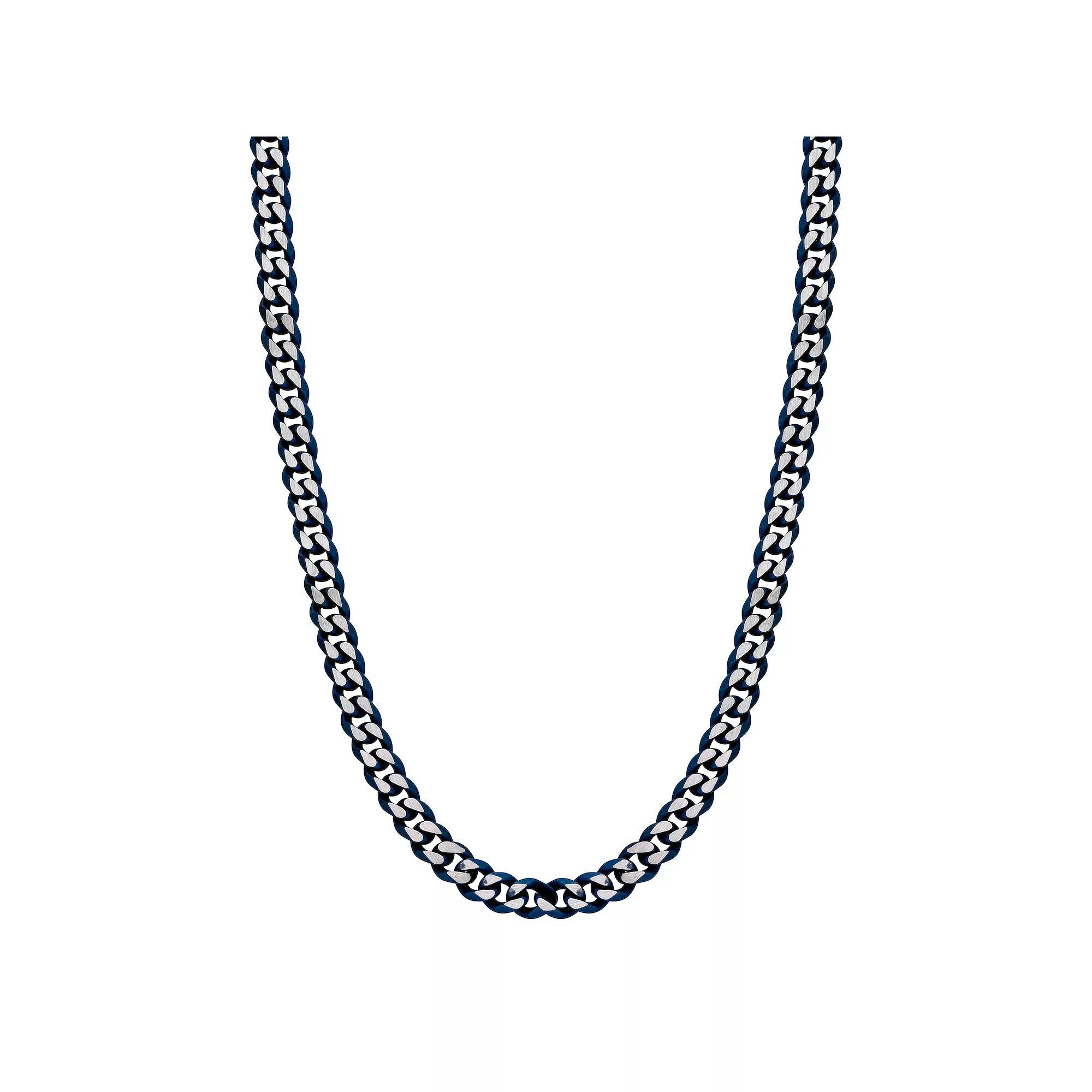 Mens LYNX Stainless Steel Curb Chain Necklace Silver Product Image