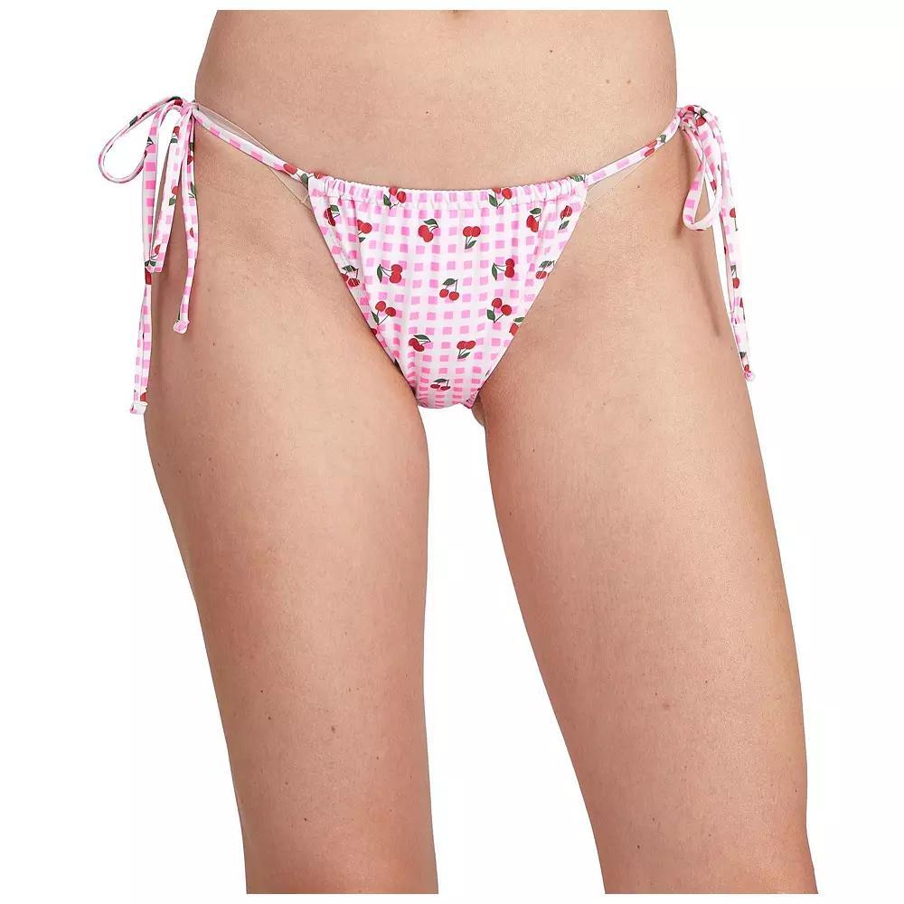 Juniors' Cyn & Luca Cherries String Bikini Bottoms, Women's, Size: Small, Pink Product Image