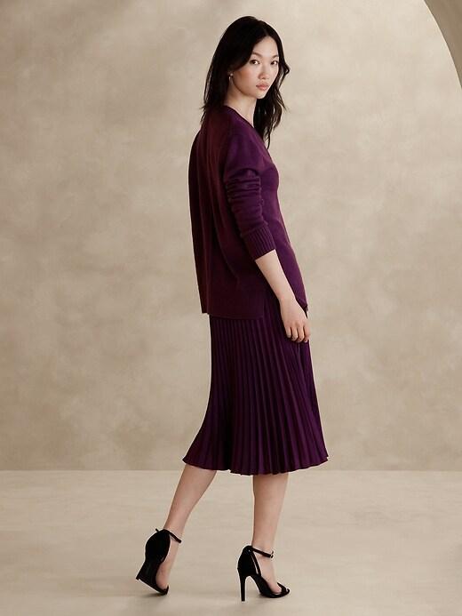 Satin Pleated Midi Skirt Product Image