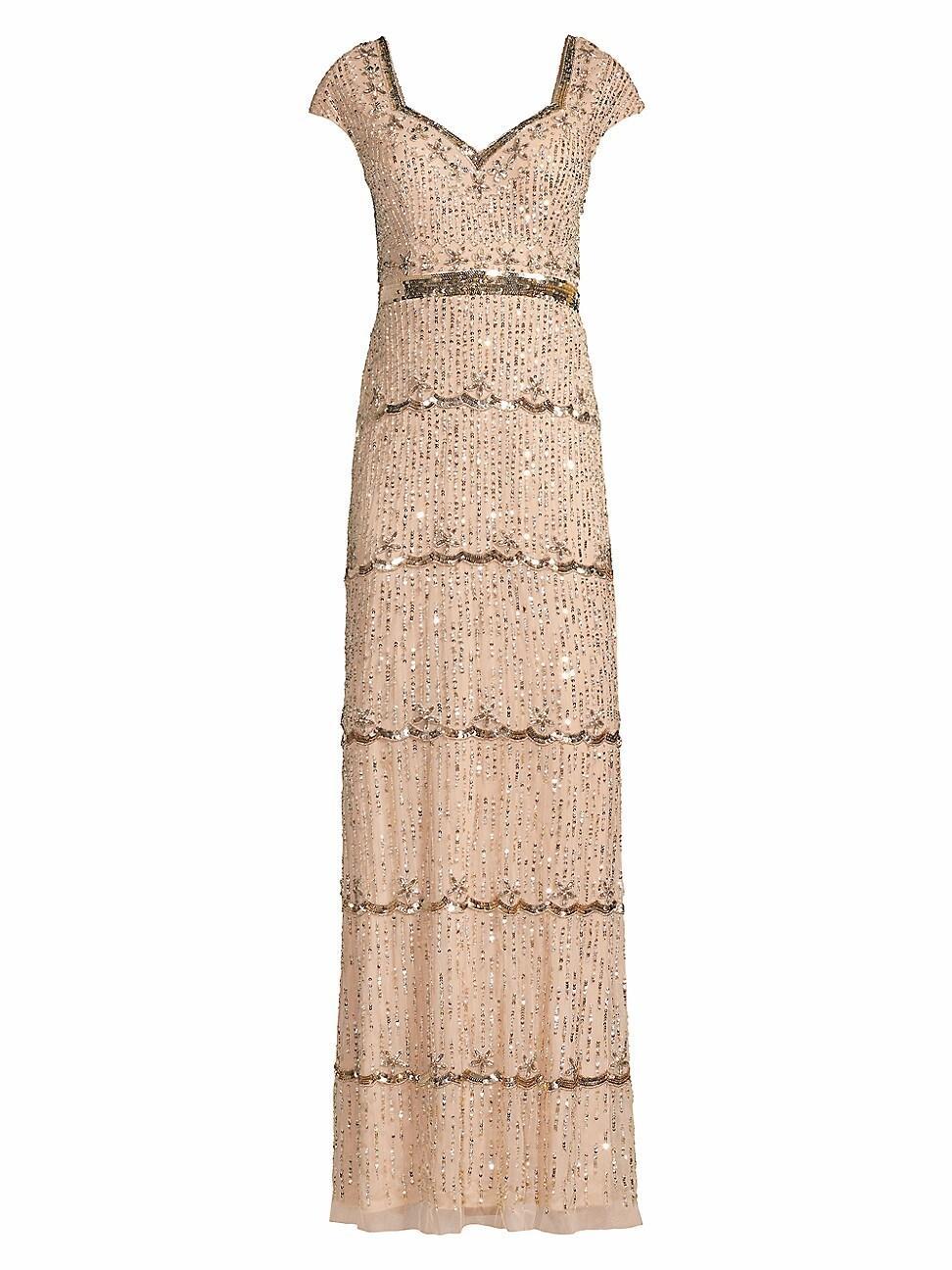 Womens Embellished Cap Sleeve Gown Product Image