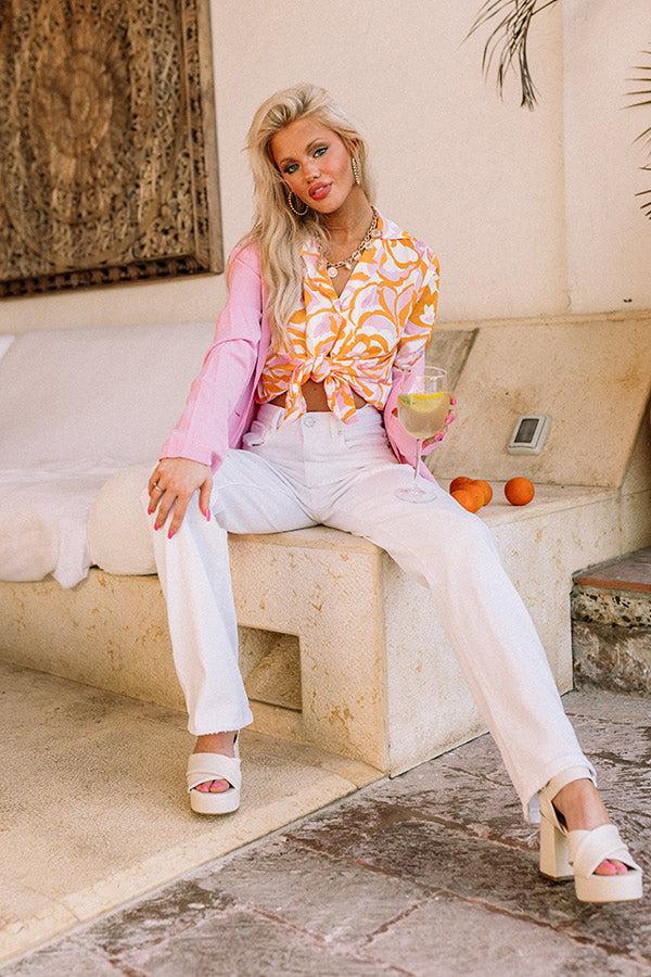 Holding Onto Happiness Front Tie Top In Orange Product Image