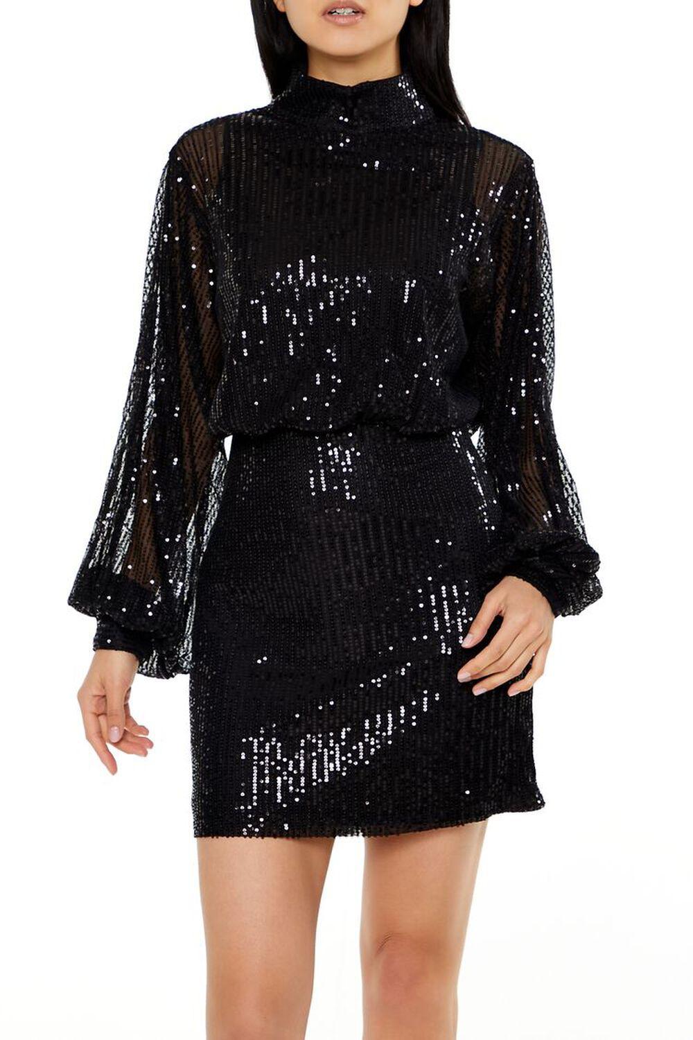 Sequin High-Neck Mini Dress | Forever 21 Product Image