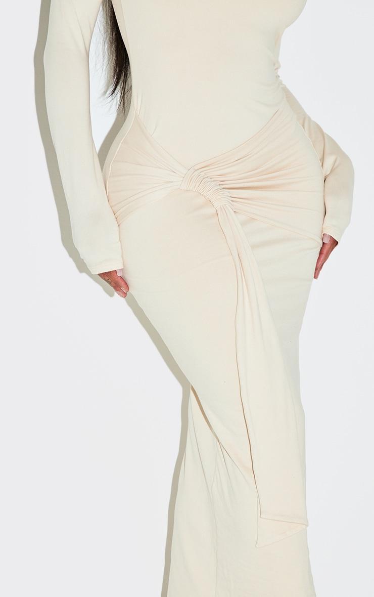 Shape Cream Super Soft Boat Neck Wrap Drape Maxi Dress Product Image