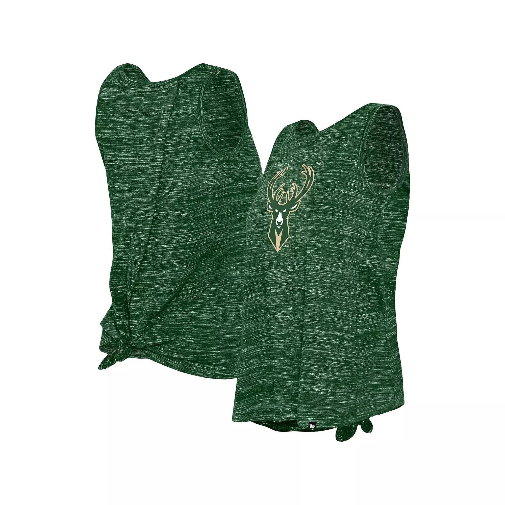 Women's New Era Hunter Green Milwaukee Bucks Space Dye Active Tank Top, Size: Small, Team Product Image